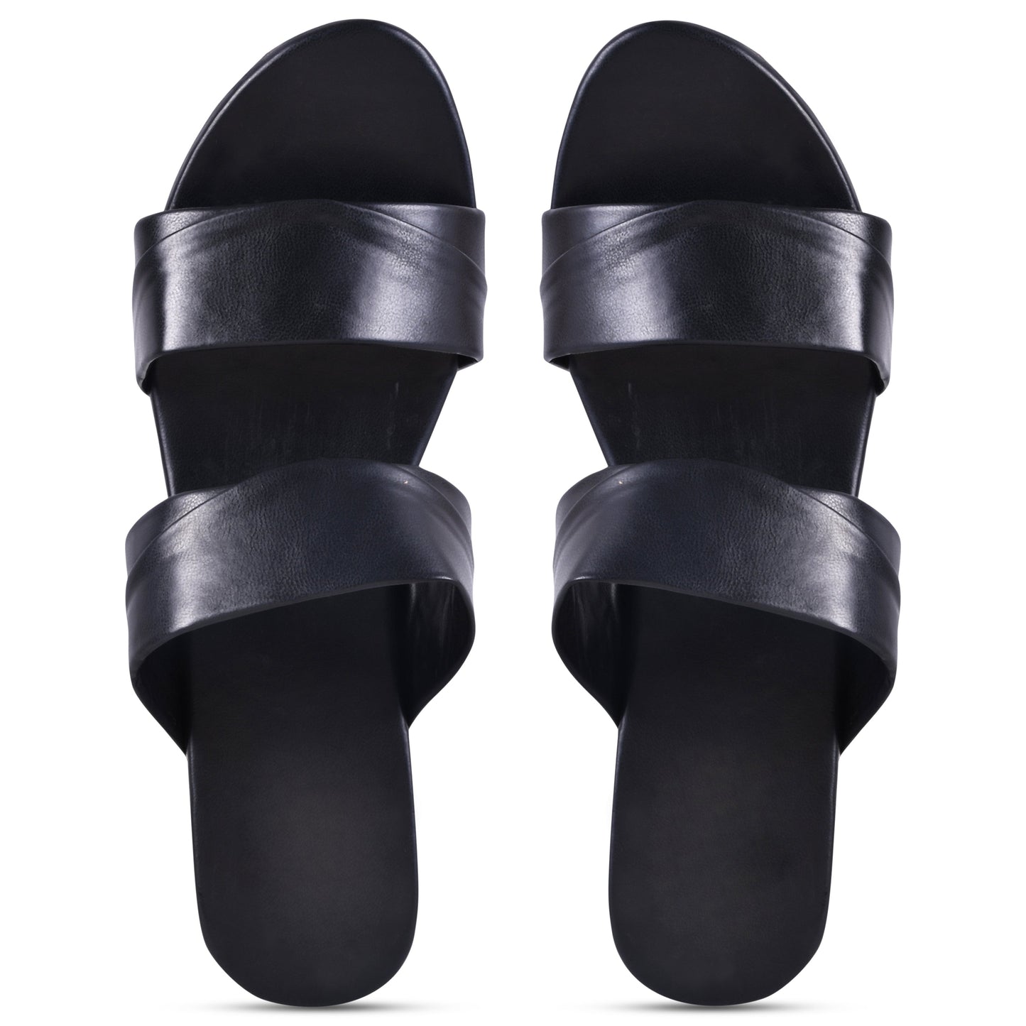 dual strap wedge heel slides with decorative studs
Black