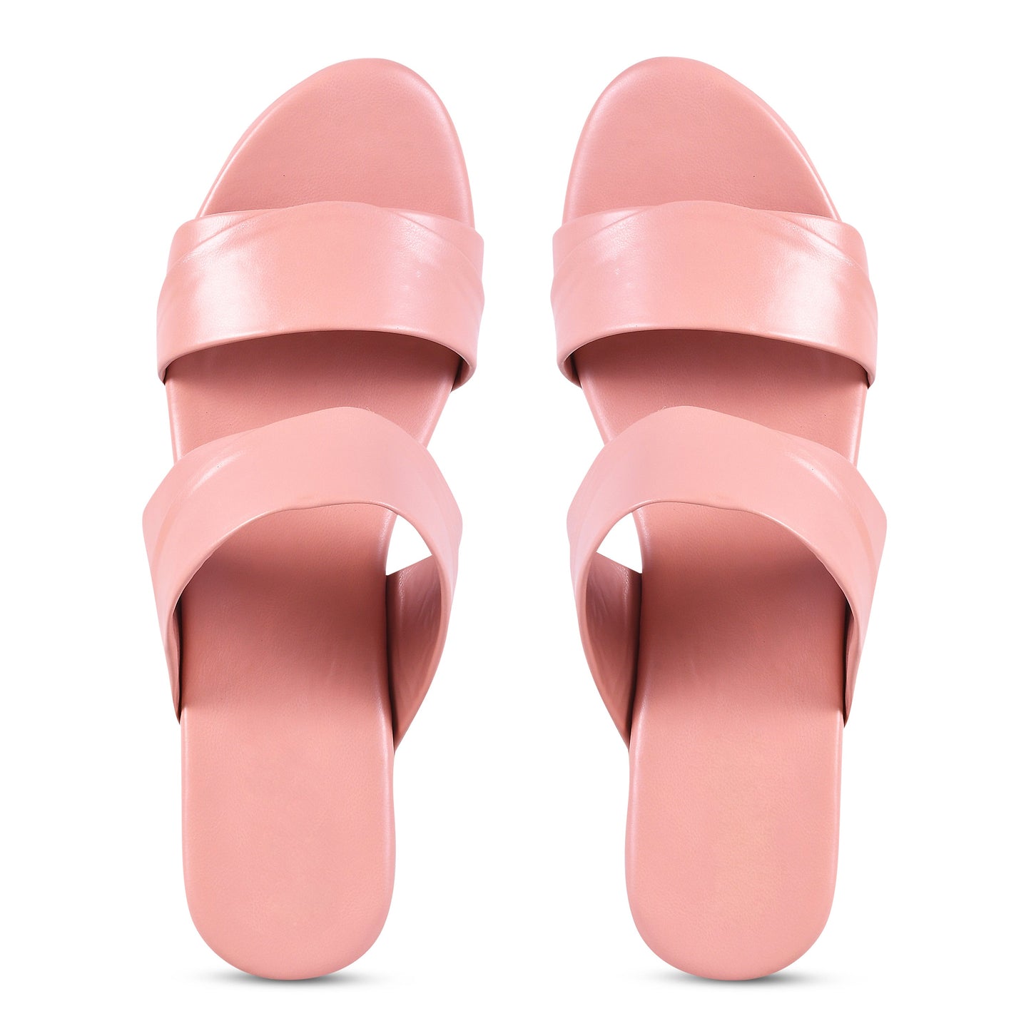 dual strap wedge heel slides with decorative studs
Peach