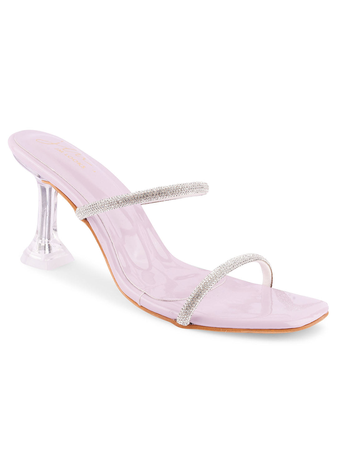 Embellished Slip-On Kitten Heeled Sandals for Women & Girls Lavender
