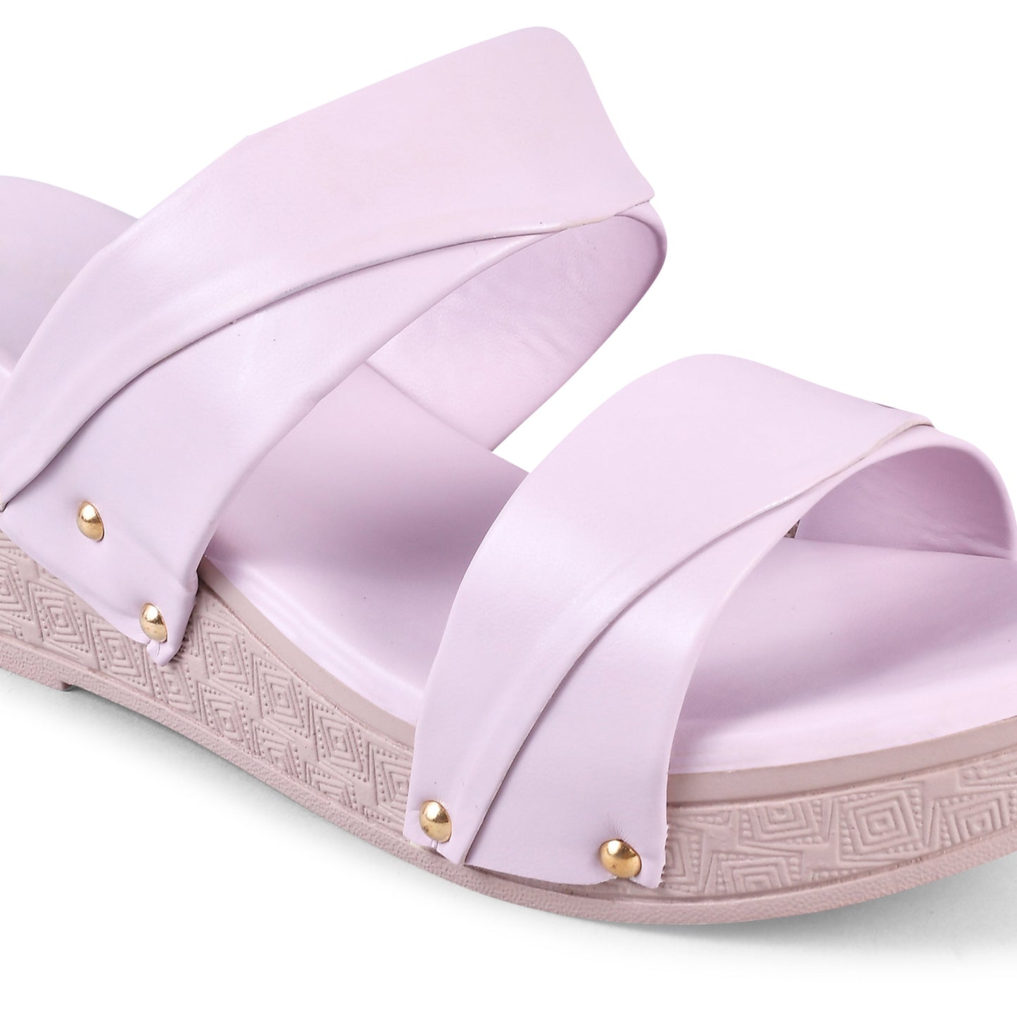 dual strap wedge heel slides with decorative studs
Lavender
