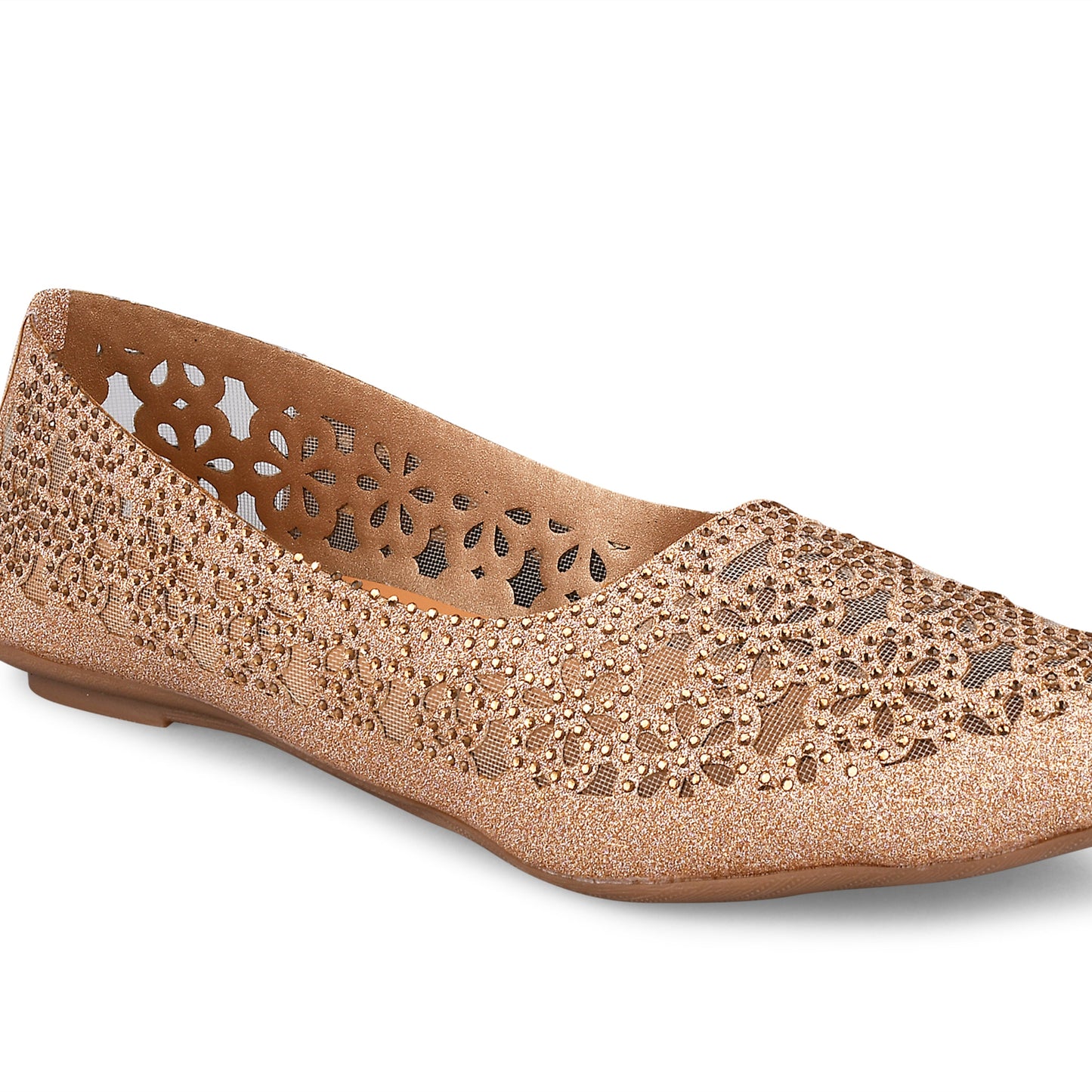 Embellished Cut-Work Pointed-Toe Ballerinas: Flats for Women & Girls Sultan