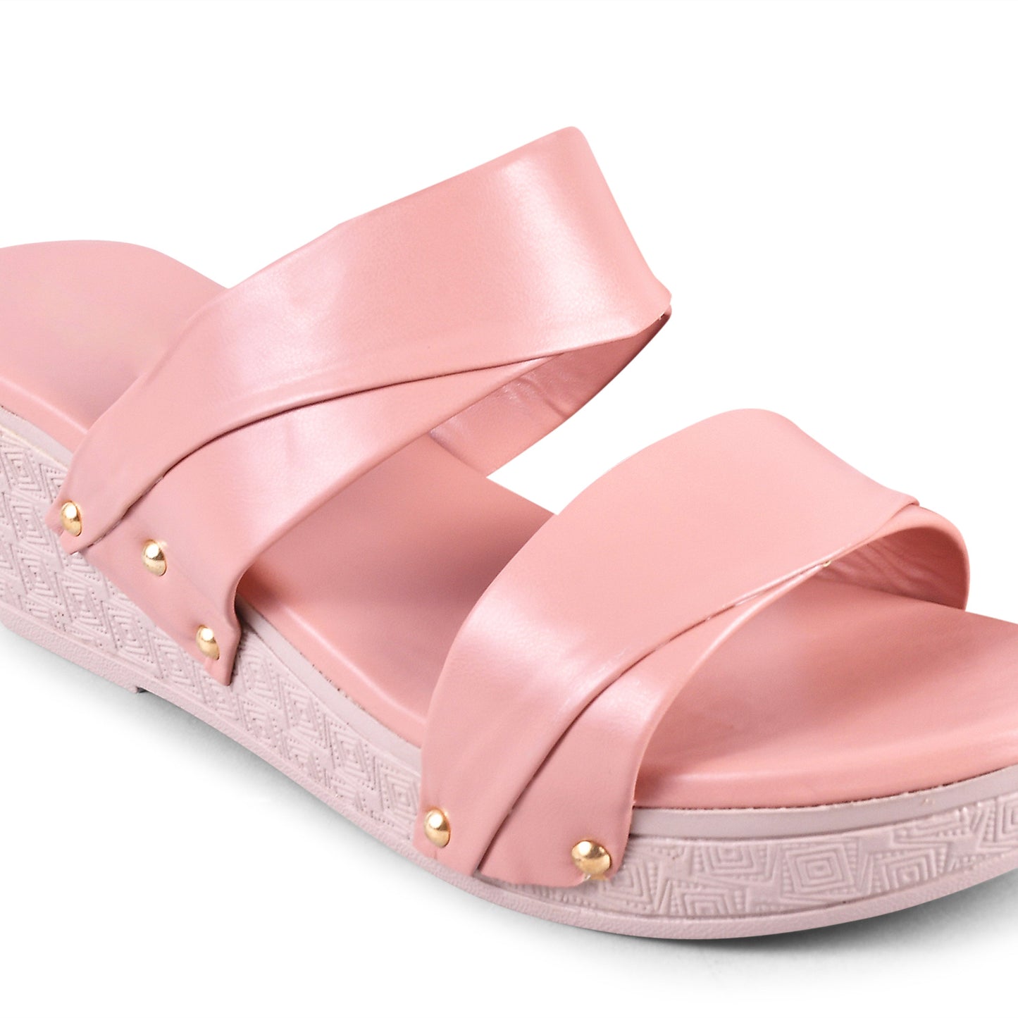 Open Toe Slip-On Platform Wedges Heel slide For Women Peach