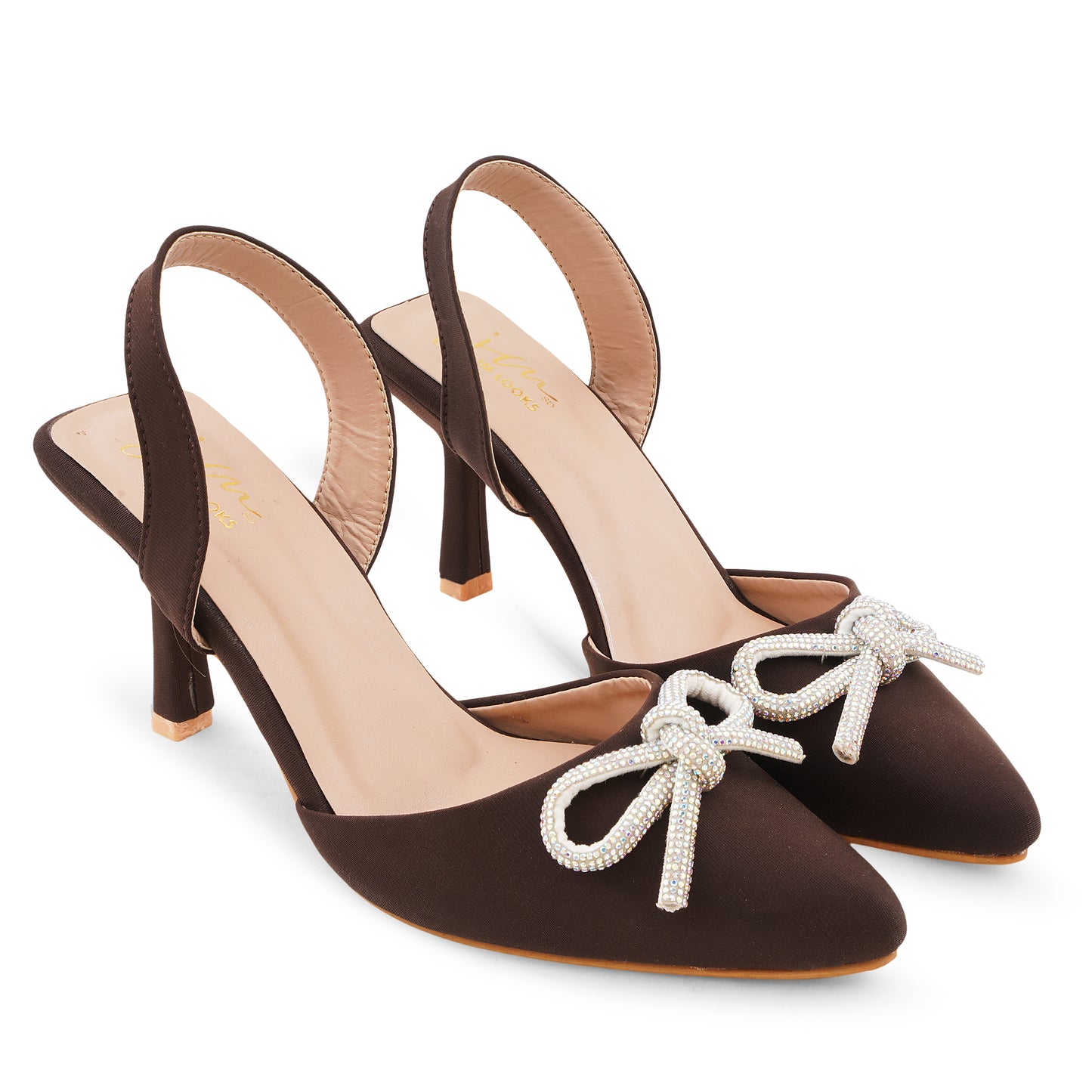 Women's Kitten Heel Sandals with Bow Applique for Women & Girls Cherry