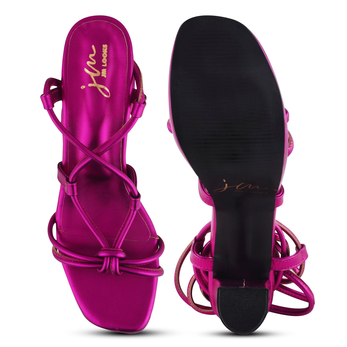 Black and White Textured Block Lace Up Heels for Women and Girls Pink