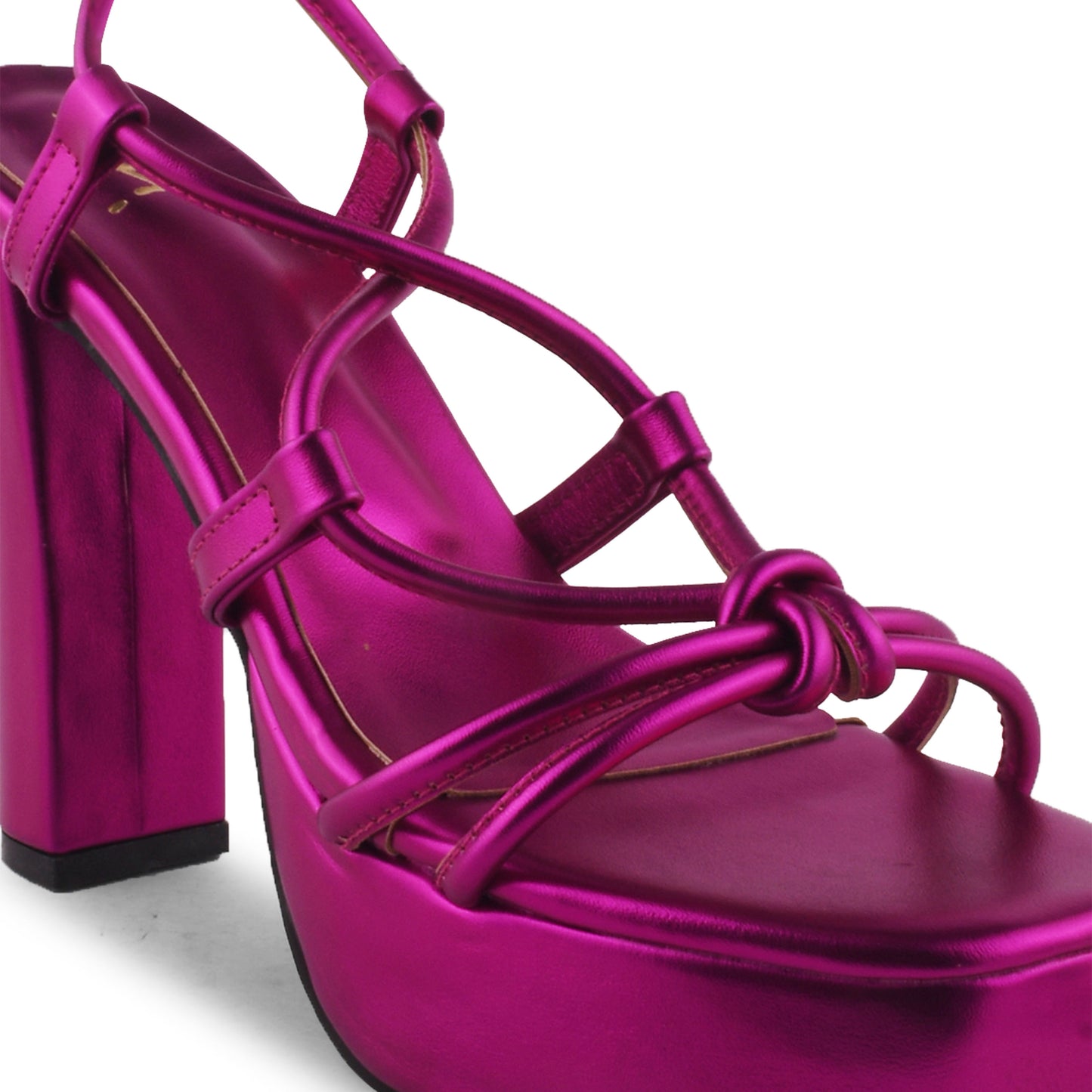 Black and White Textured Block Lace Up Heels for Women and Girls Pink