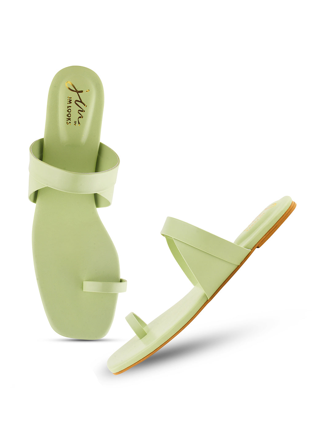 One-Toe Strap Flat See Green
