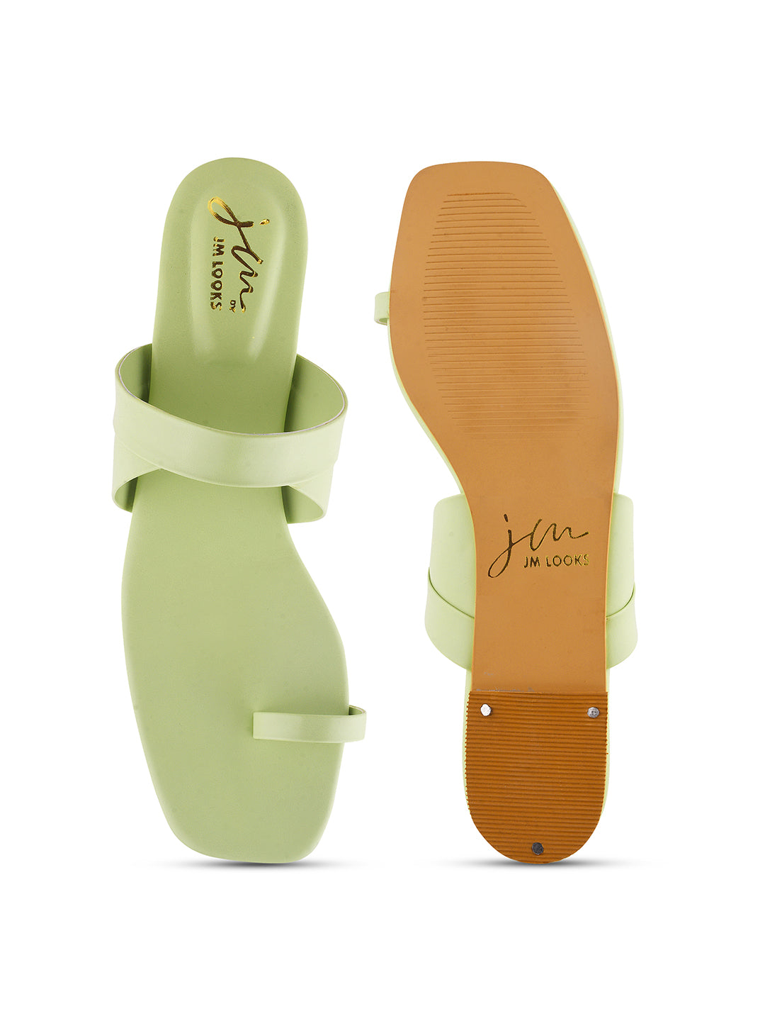 One-Toe Strap Flat See Green