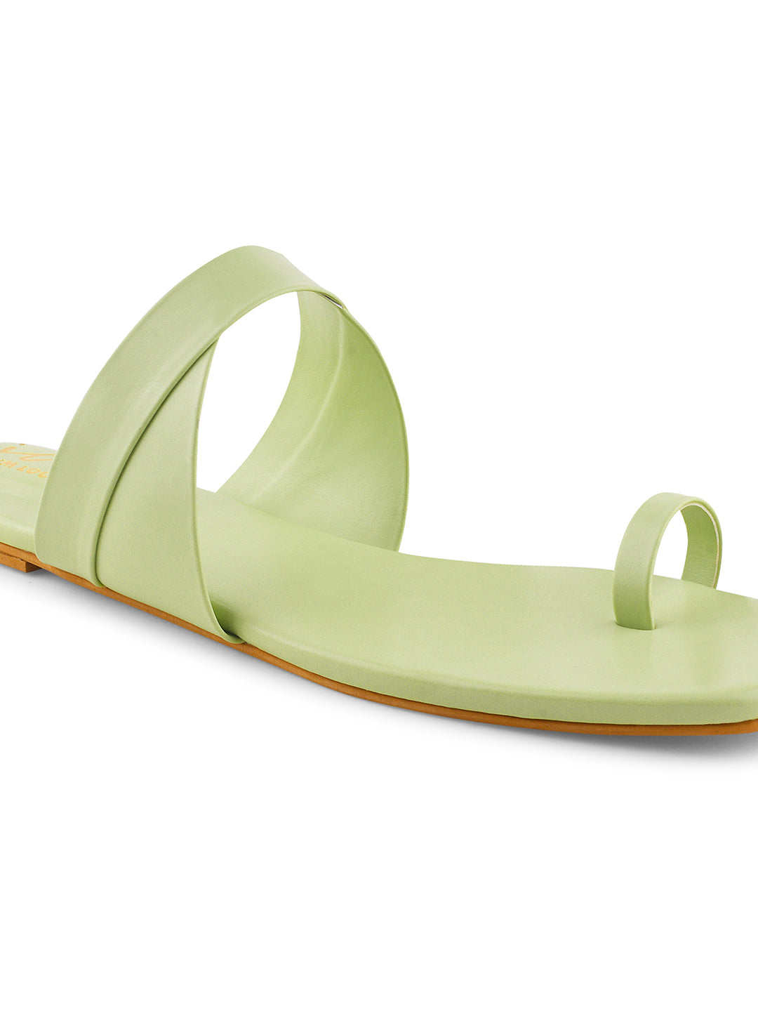 One-Toe Strap Flat See Green