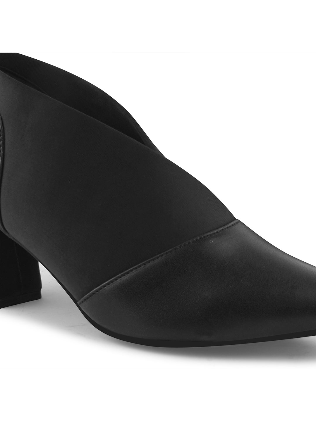 Jm Looks women's pointed toe block heel shoes with elastic side panels
Black
