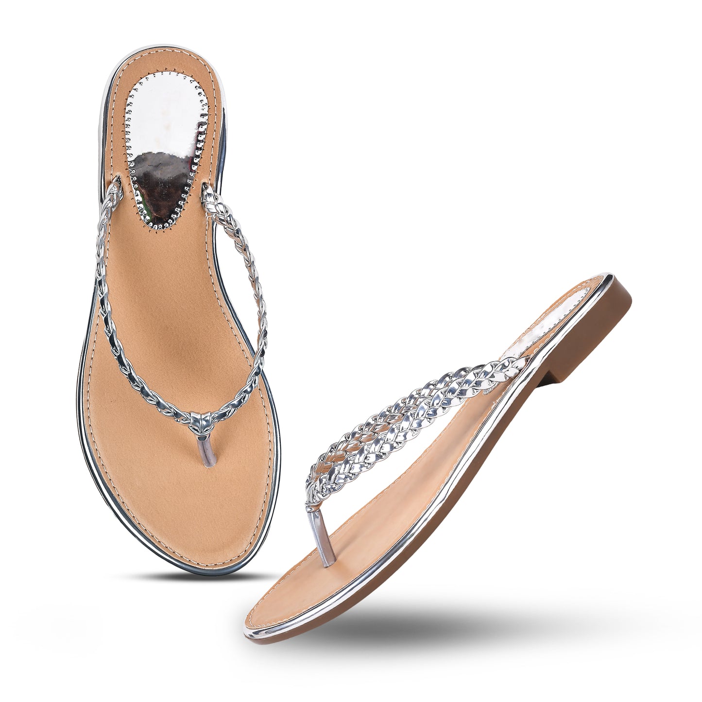 Jm Looks women's braided strap thong sandals
Silver