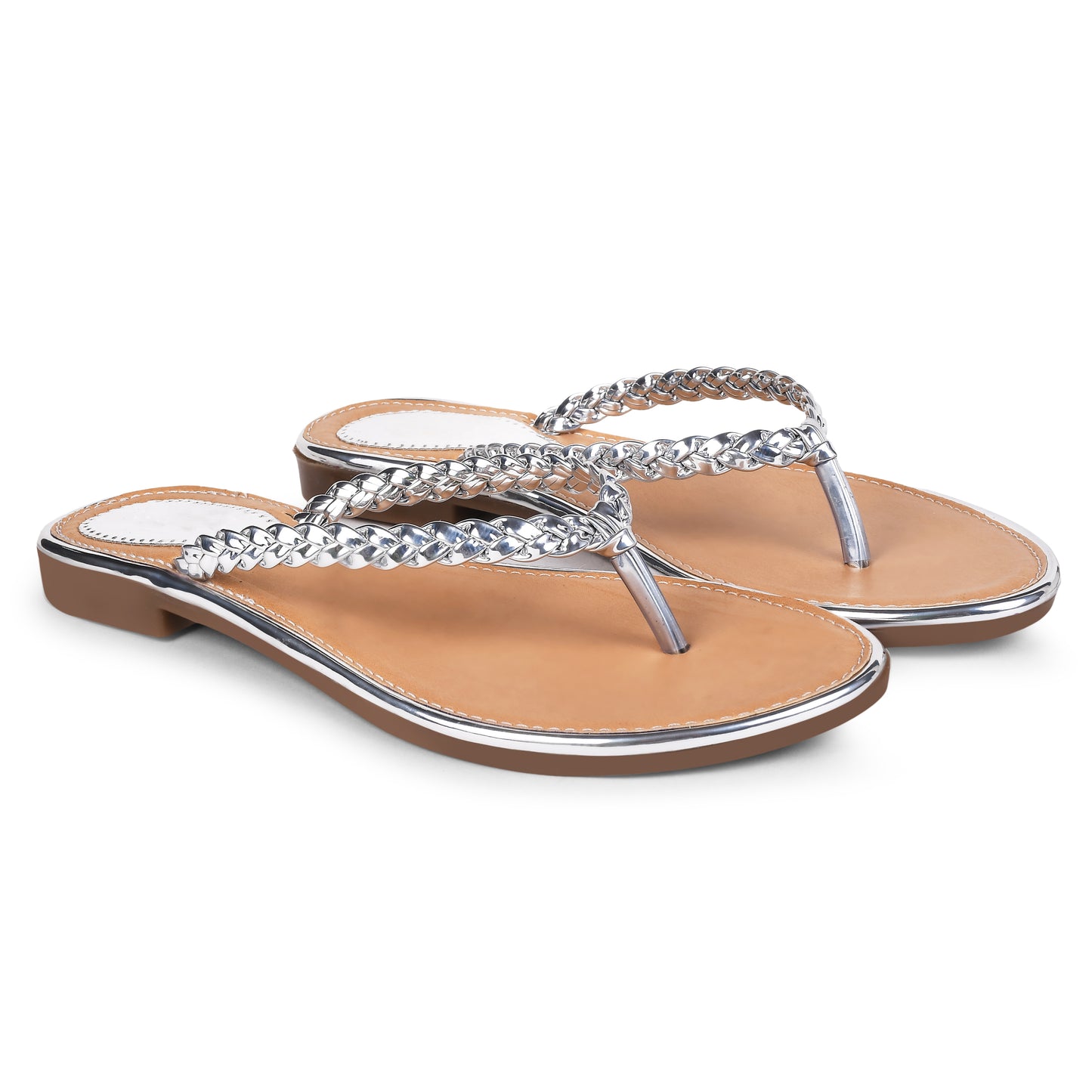 Jm Looks women's braided strap thong sandals
Silver
