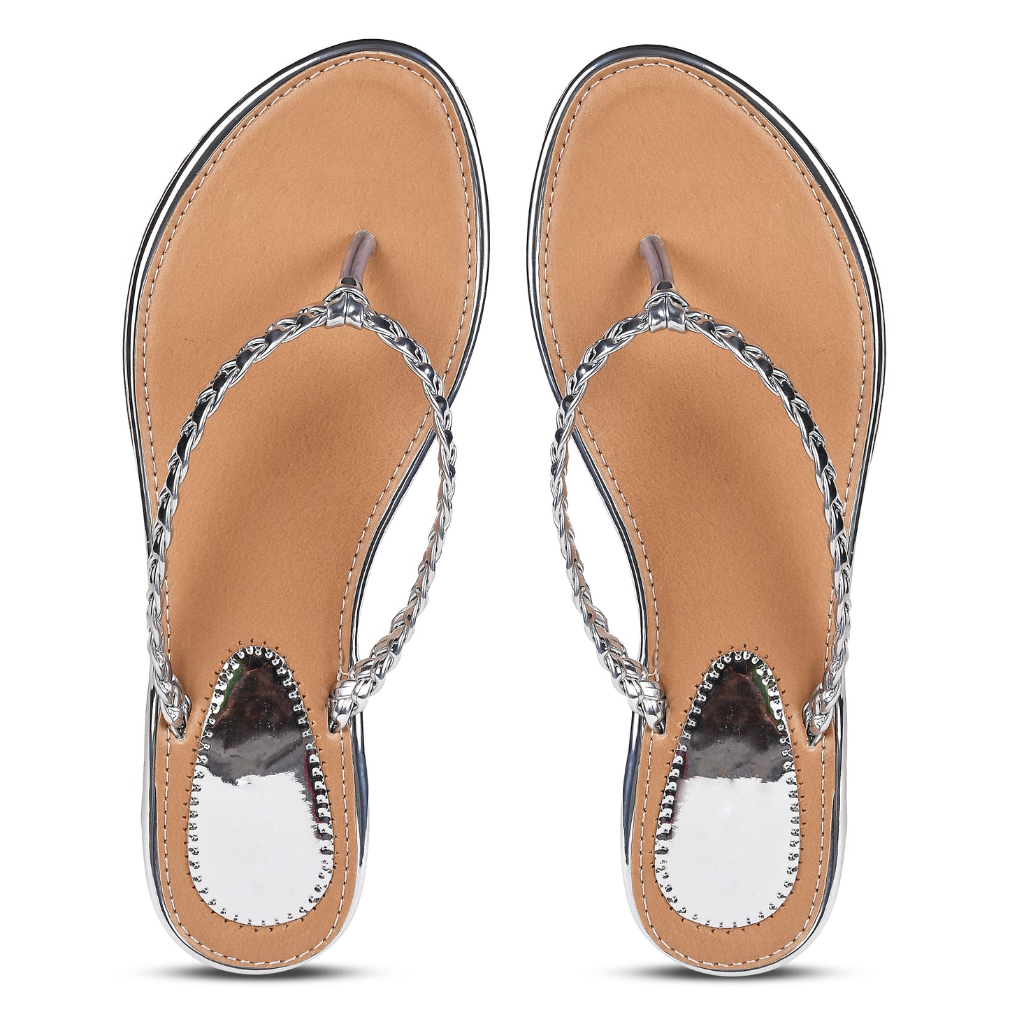 Jm Looks women's braided strap thong sandals
Silver