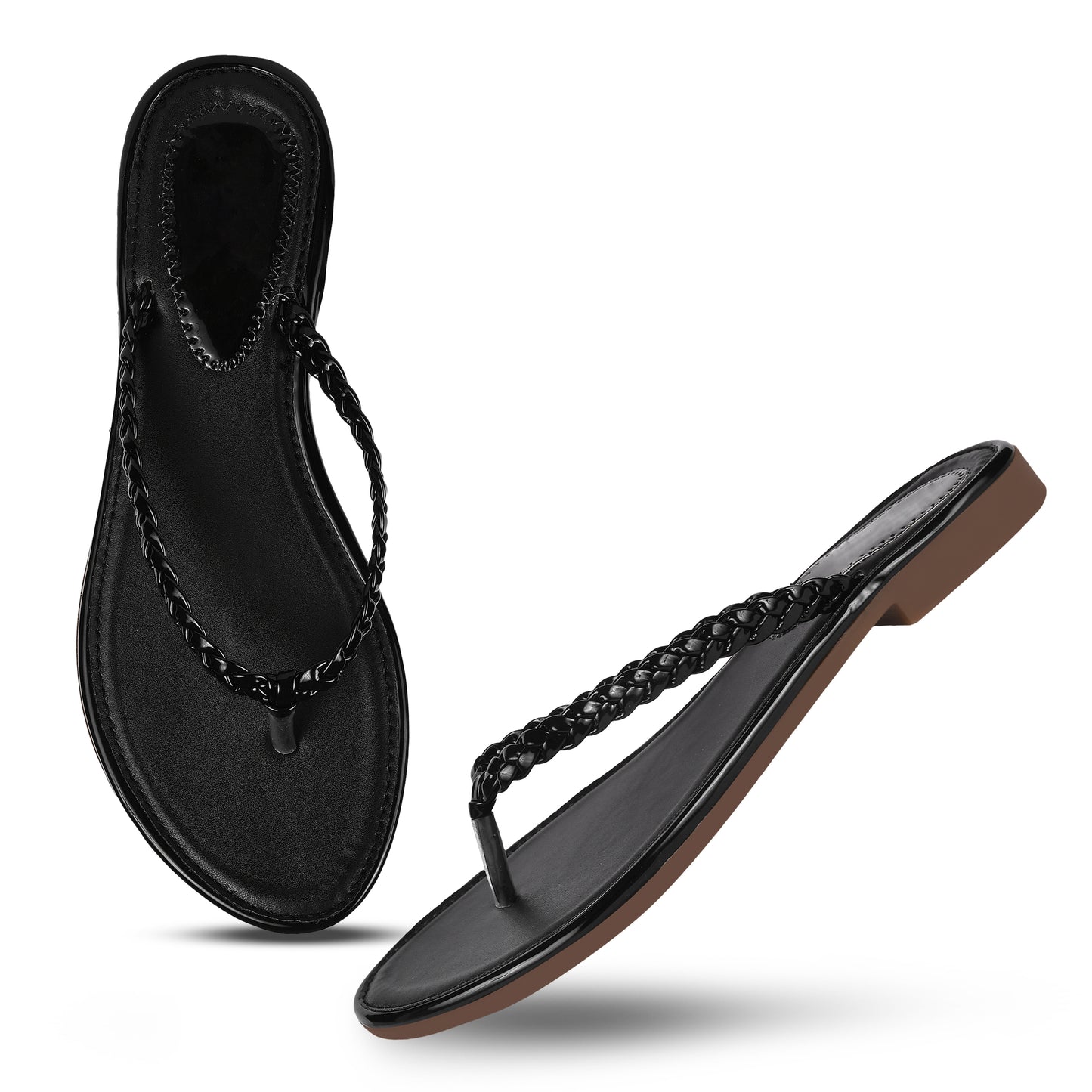 Jm Looks women's braided strap thong sandals
Black