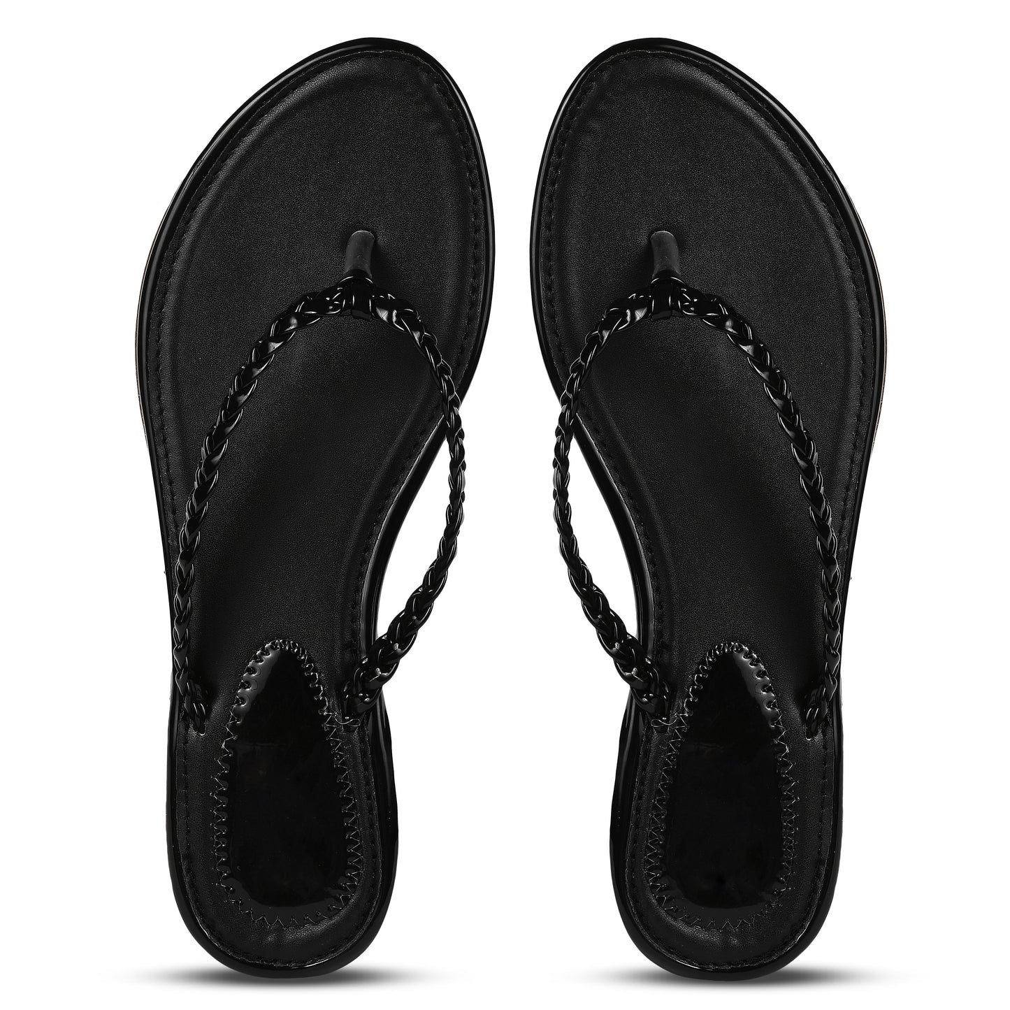 Jm Looks women's braided strap thong sandals
Black