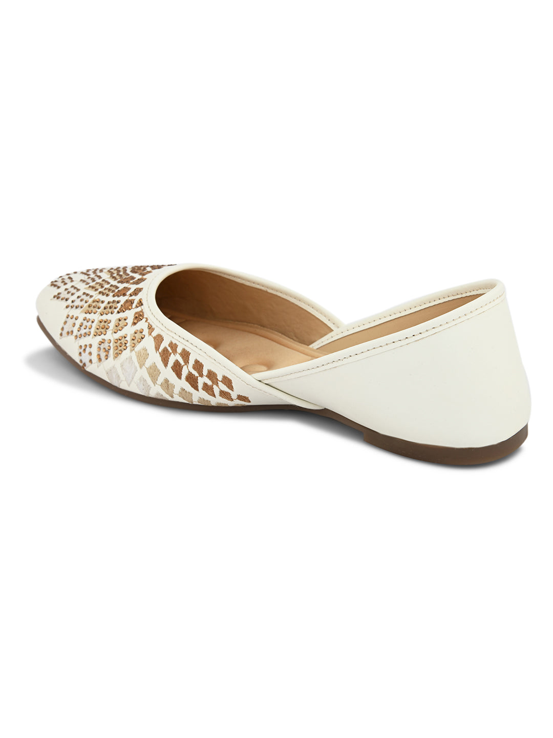 Shop Now Embellished Slip-On Flat Jutti for Women & Girls at JM LOOKS White