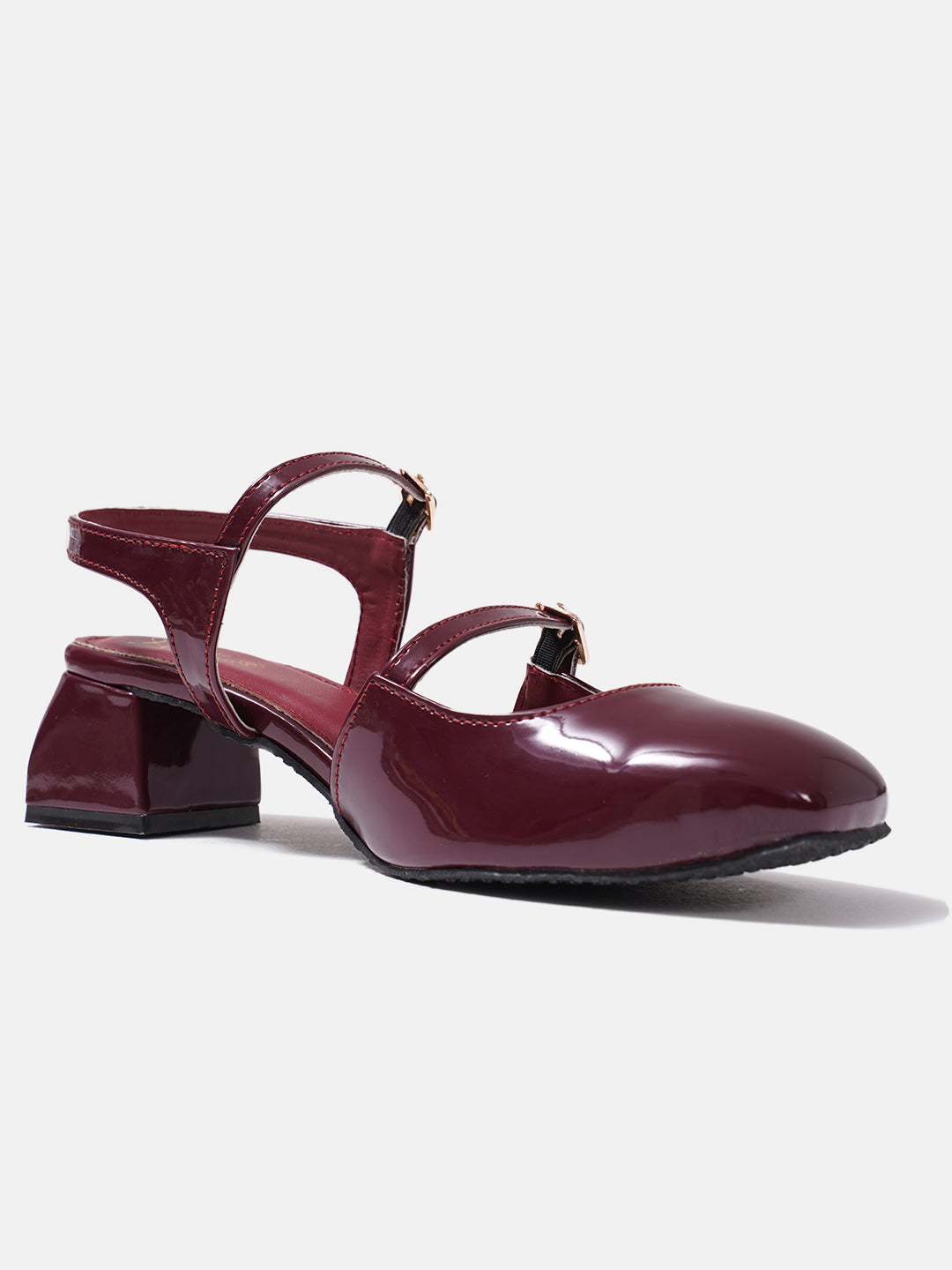 Jm Looks patent Mary Jane block heels with dual buckled straps
Cherry