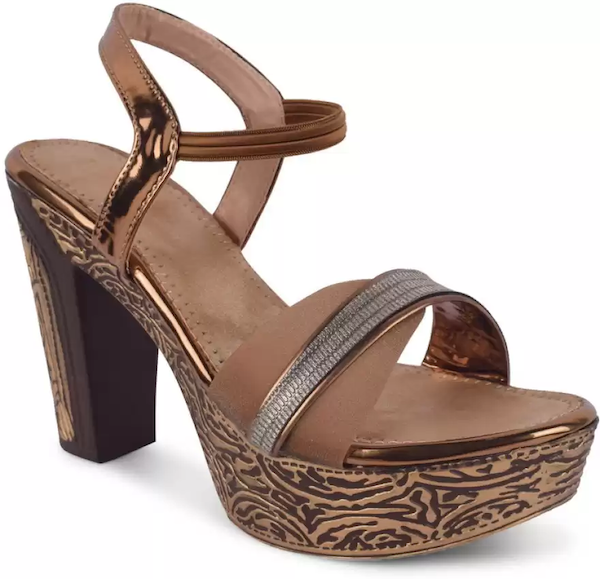 Ankle-Strap Chunky Heeled Sandals for Women and Girls Copper
