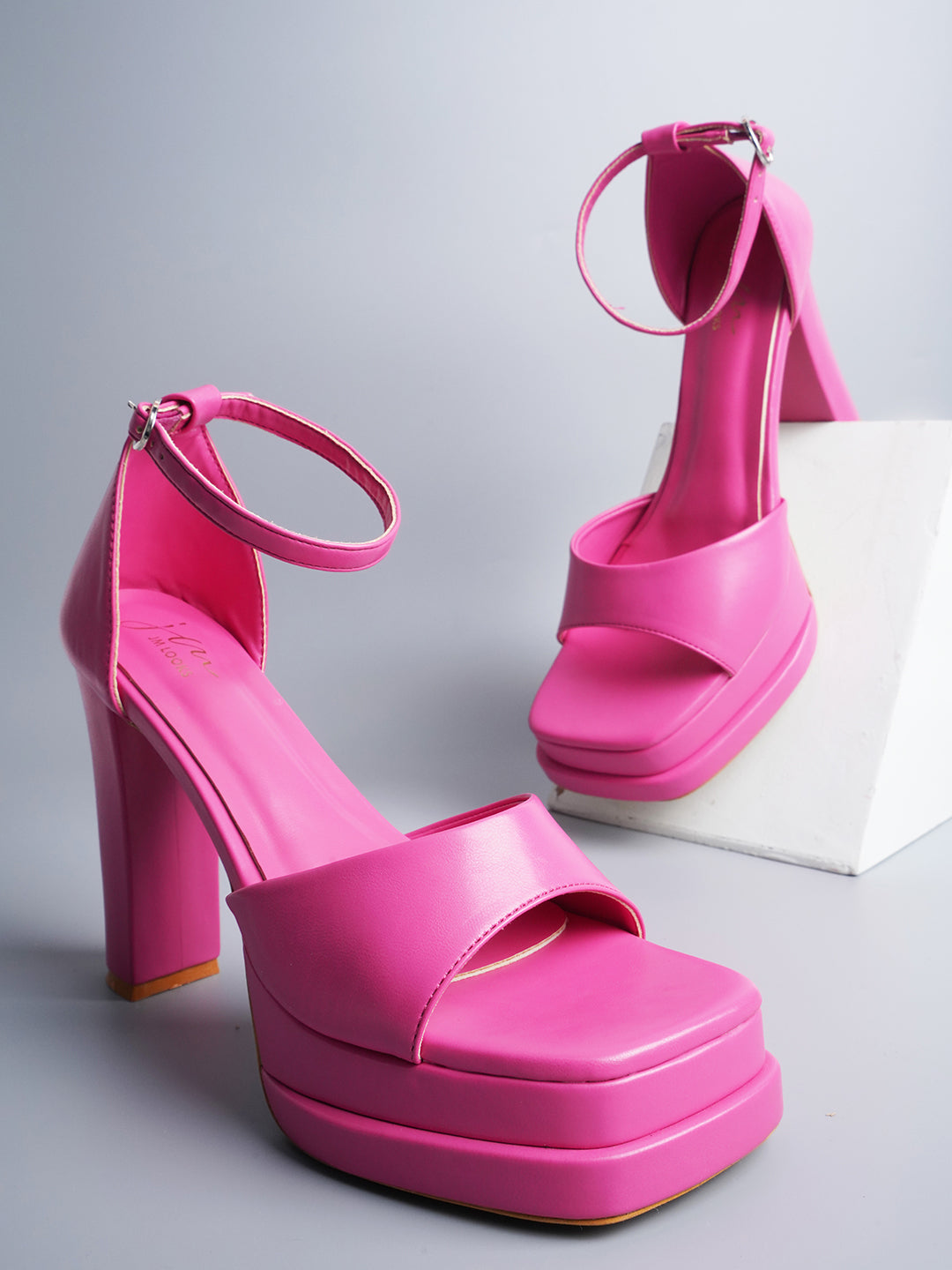 Shop Online Ankle Strap Double Platform Block High Heels Sandals at JM LOOKS Rani