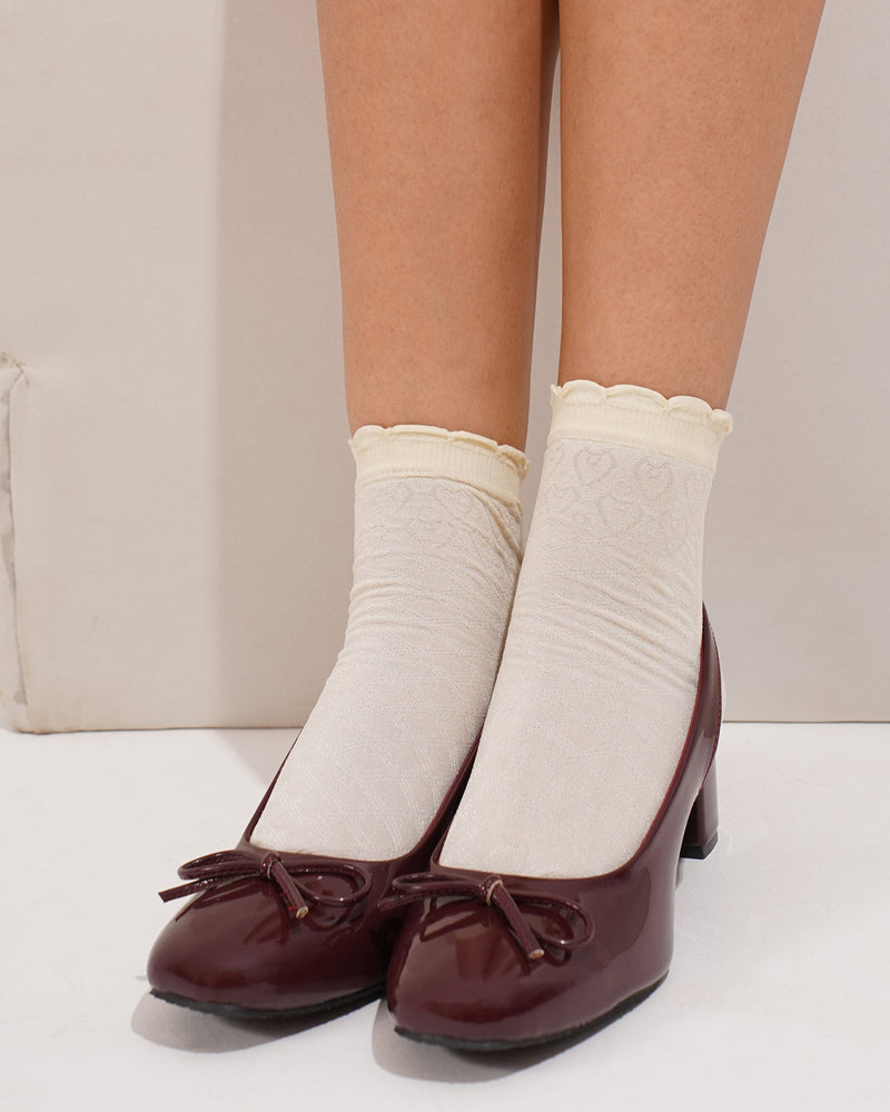 Slingback Glossy Block Heels With Bow - 14