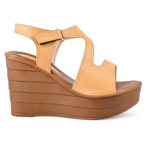 Stylised Toe Platform Heels Sandals for Women and Girls Camel