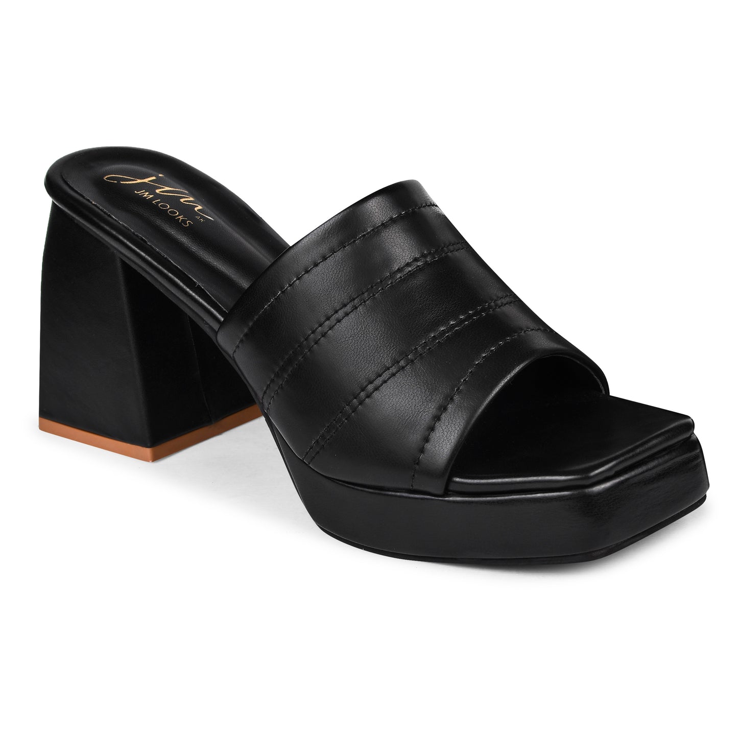 Women's Peep-Toe Chunky Heeled Sandals for Women & Girls Black