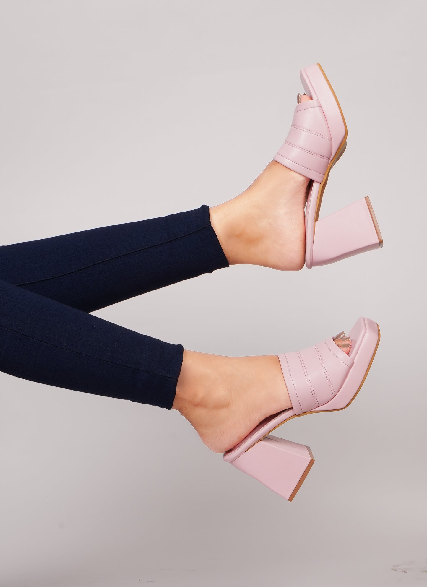 Women's Peep-Toe Chunky Heeled Sandals for Women & Girls Pink