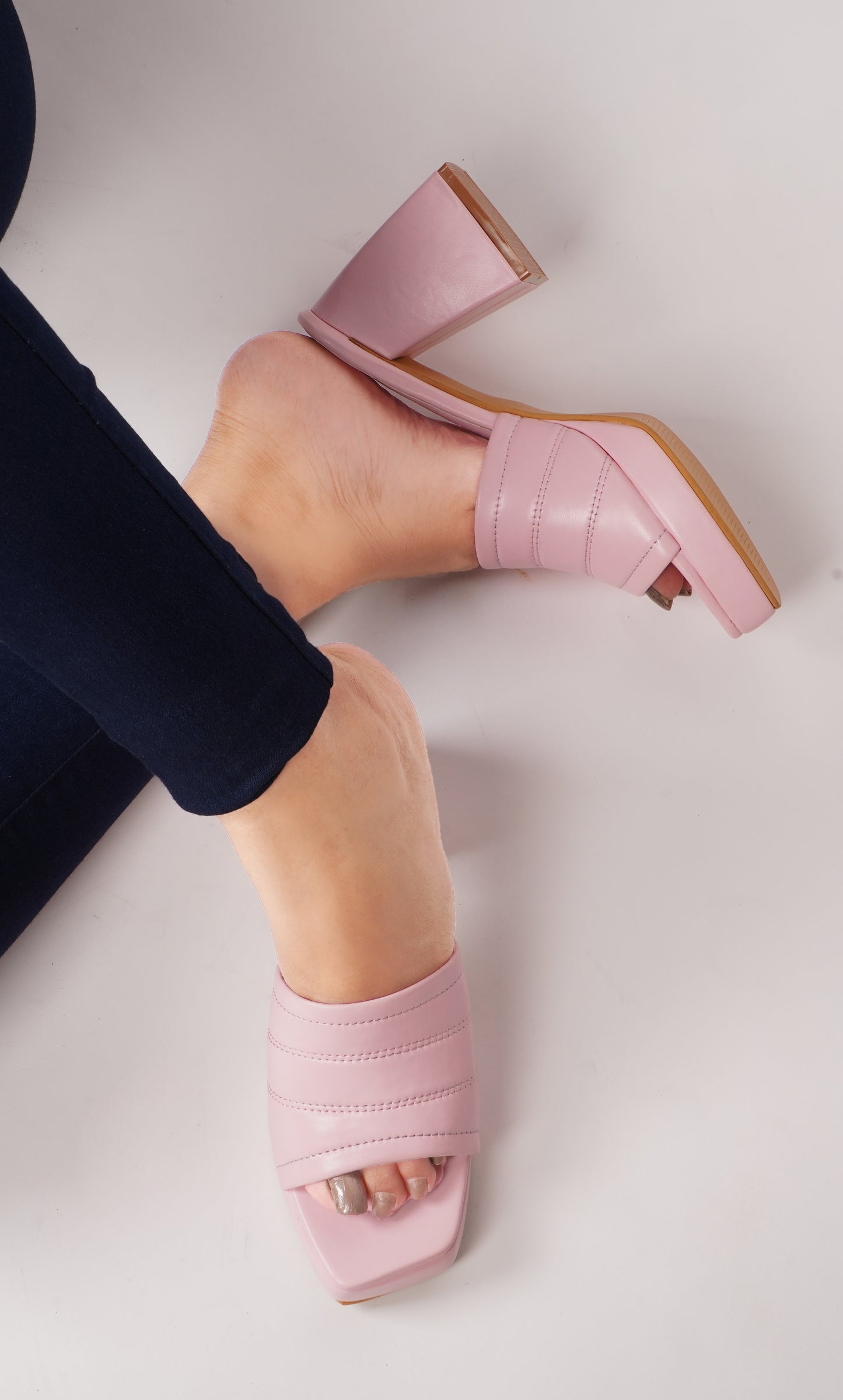 Women's Peep-Toe Chunky Heeled Sandals for Women & Girls Pink