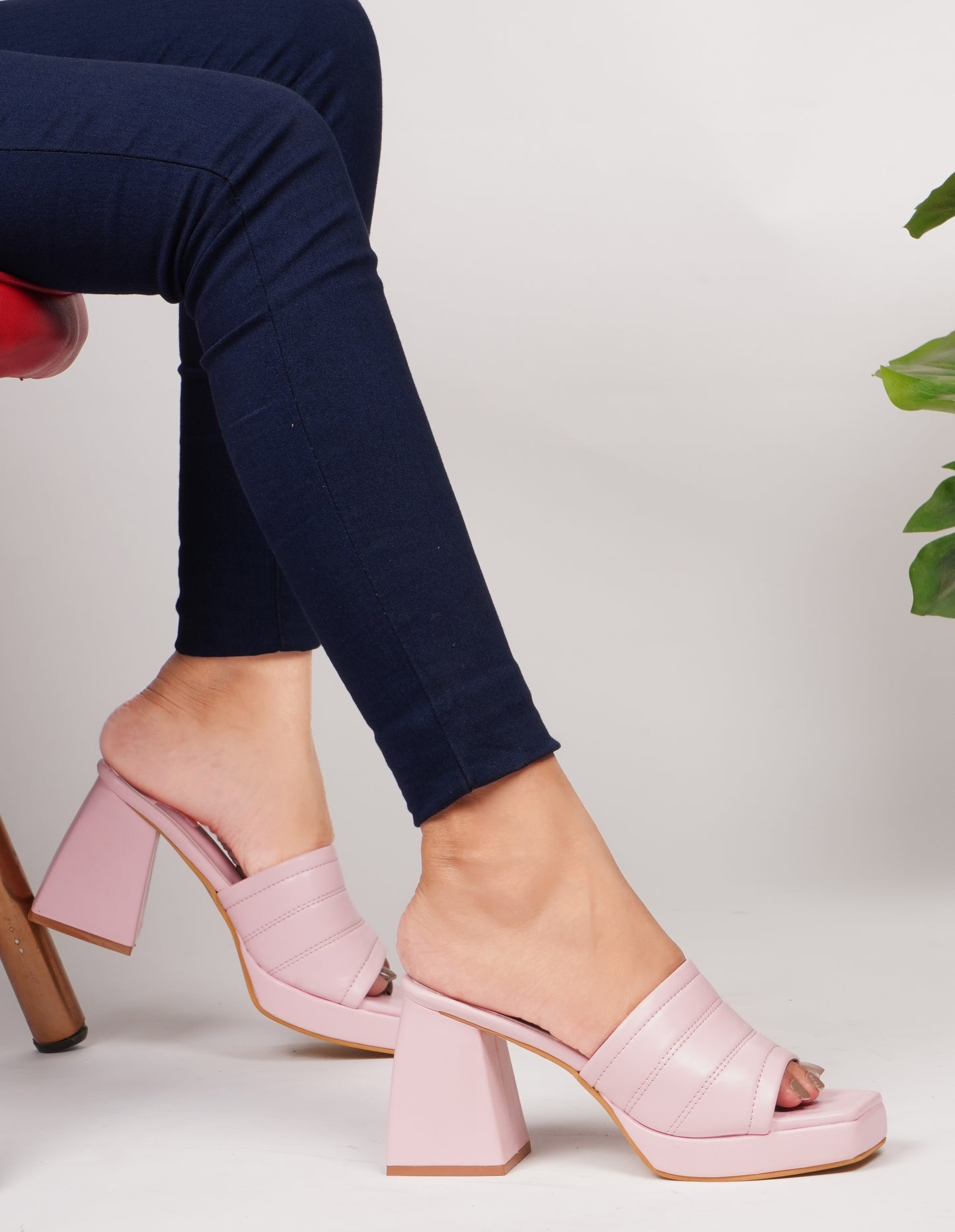 Women's Peep-Toe Chunky Heeled Sandals for Women & Girls Pink