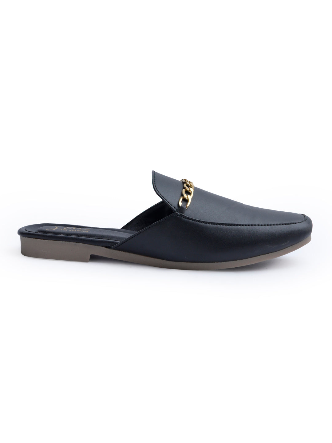 Jm Looks dual-strap flat slides in a neutral tone
Black