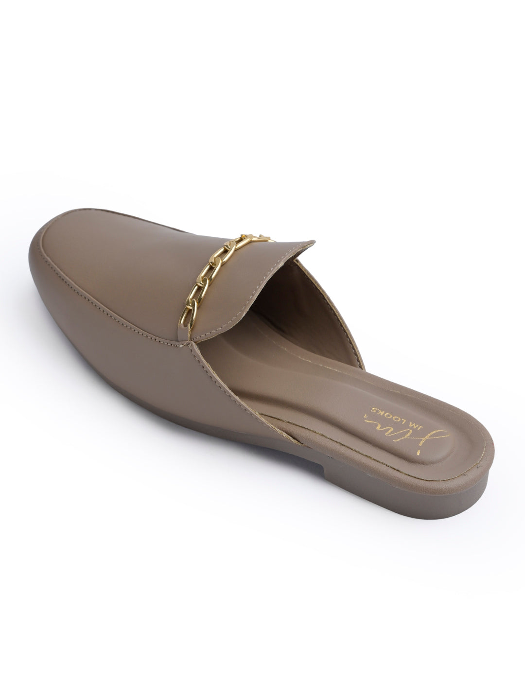 Jm Looks dual-strap flat slides in a neutral tone
Chikoo