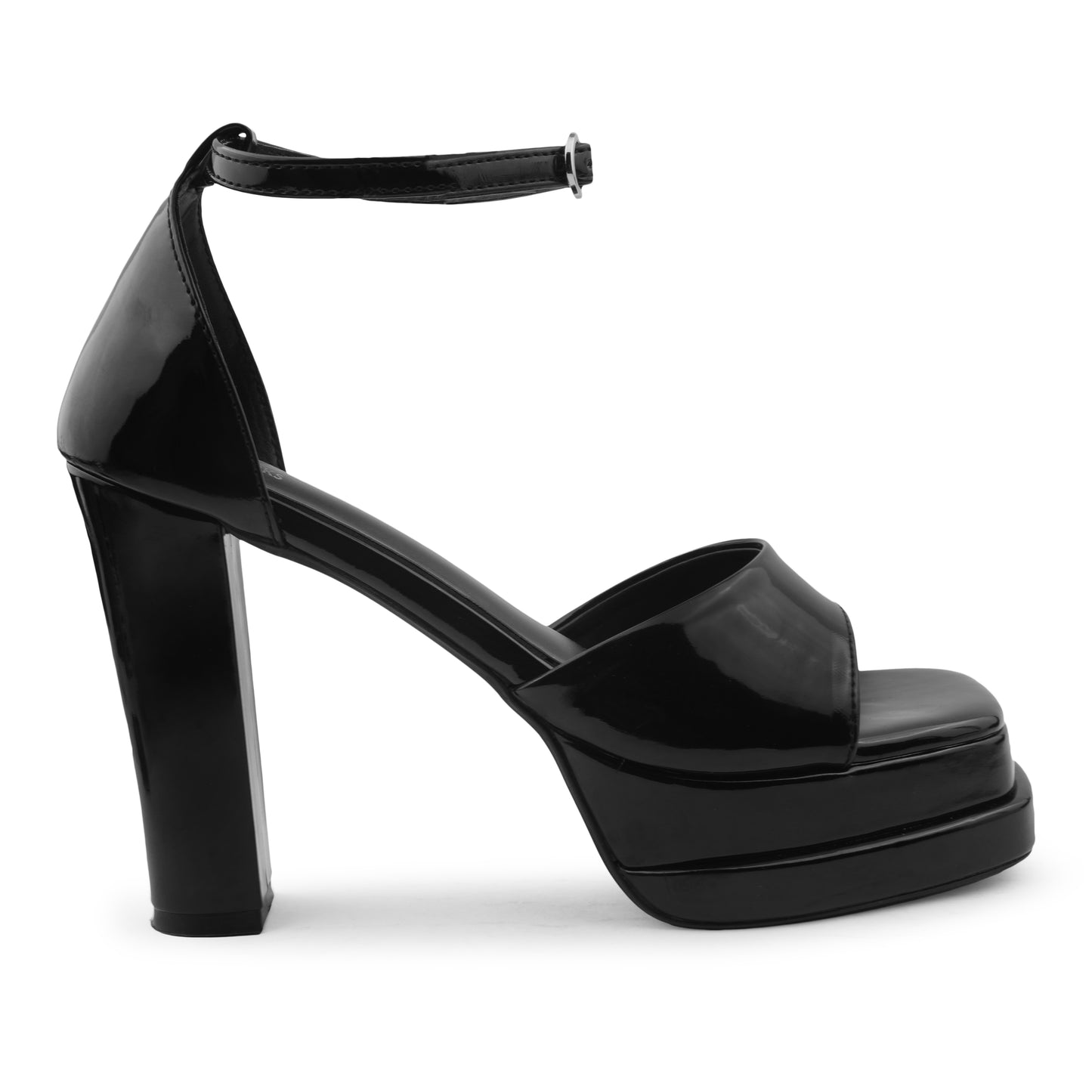 Shop Online Ankle Strap Double Platform Block High Heels Sandals at JM LOOKS Black