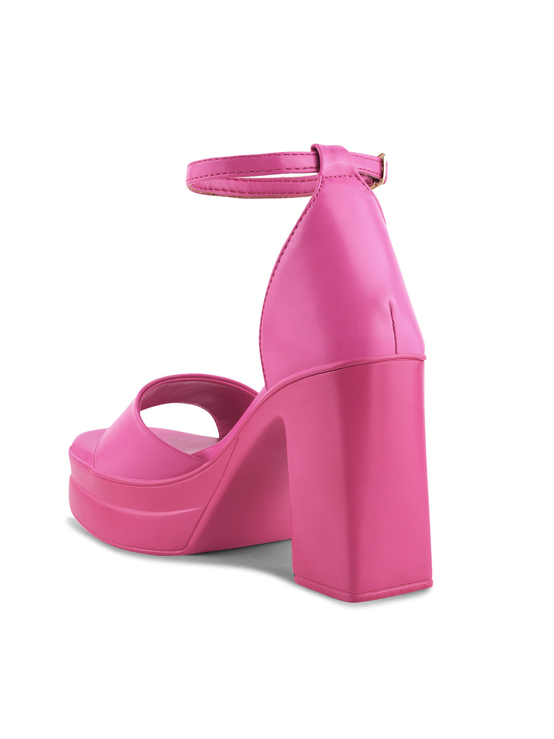 JM Looks women's platform sandals with a wide toe strap, ankle strap, and chunky block heel
Pink