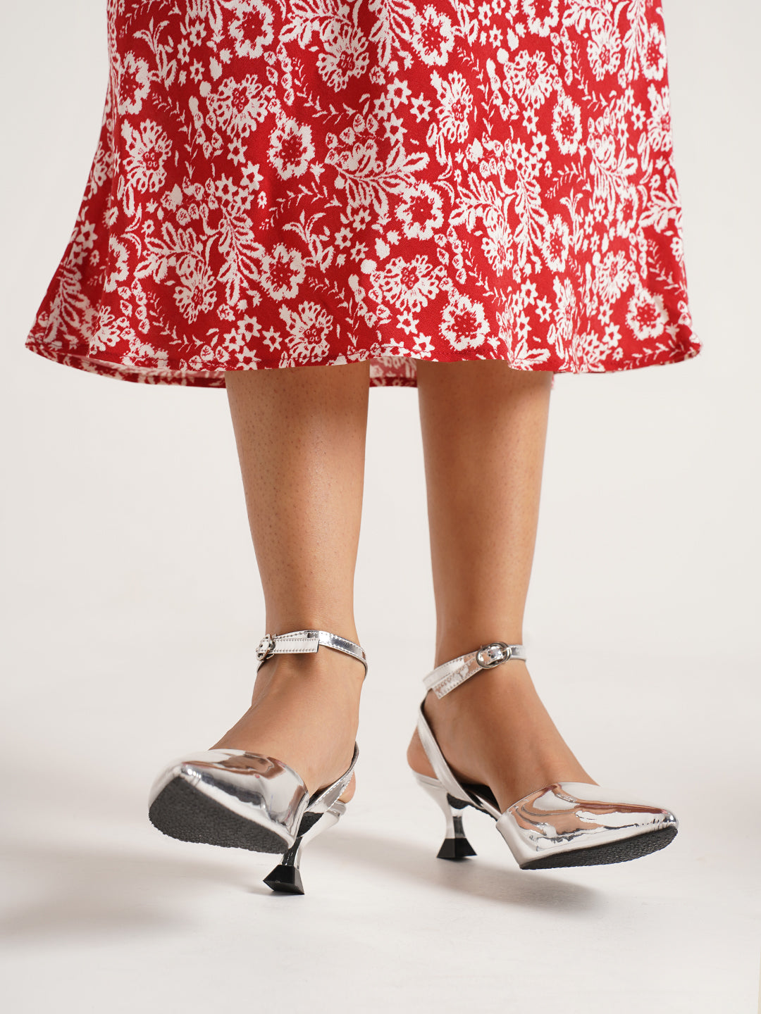 Comfy Block Heel Sandals for Women | JM Looks Footwear Silver