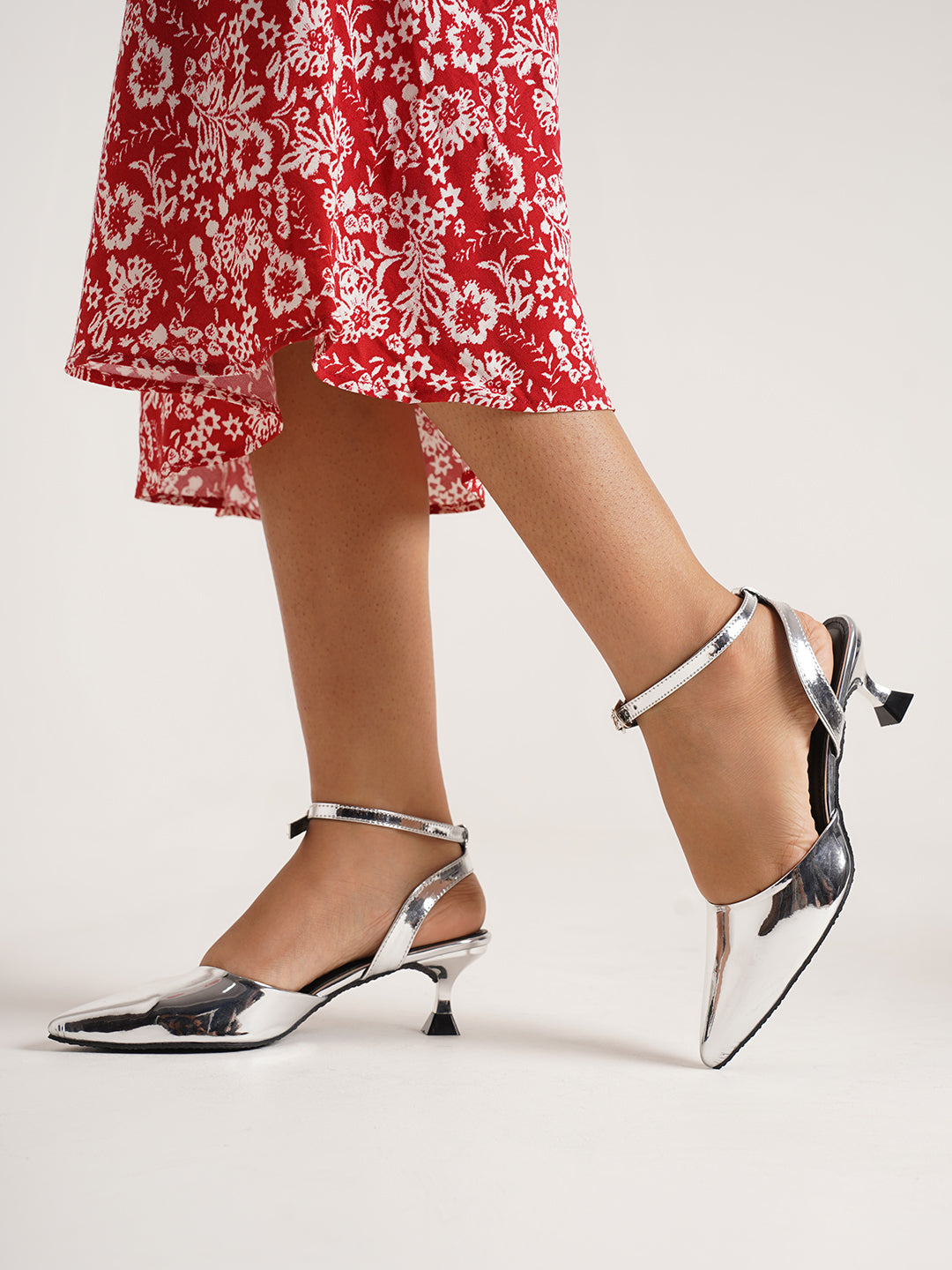 Comfy Block Heel Sandals for Women | JM Looks Footwear Silver