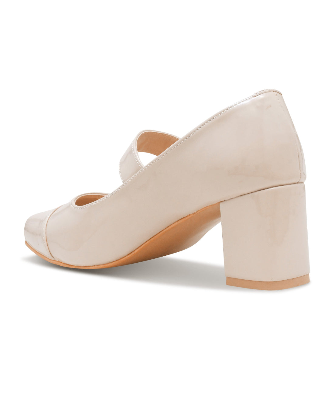 mary jane shoes block heels for women Cream