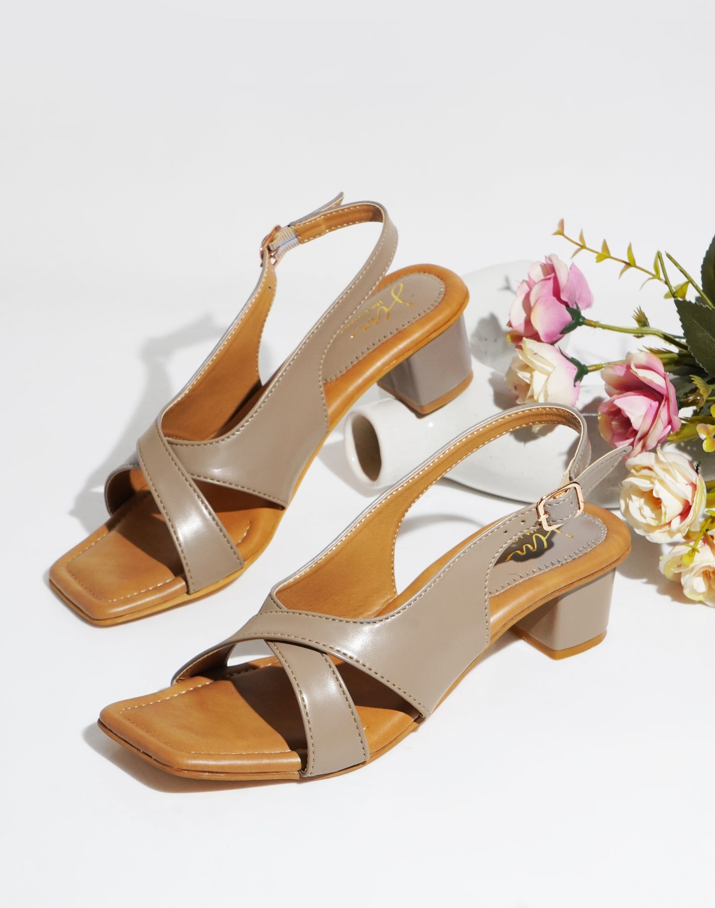 Women's Slingback Block Heels online at JM LOOKS| Shop Now! Beige
