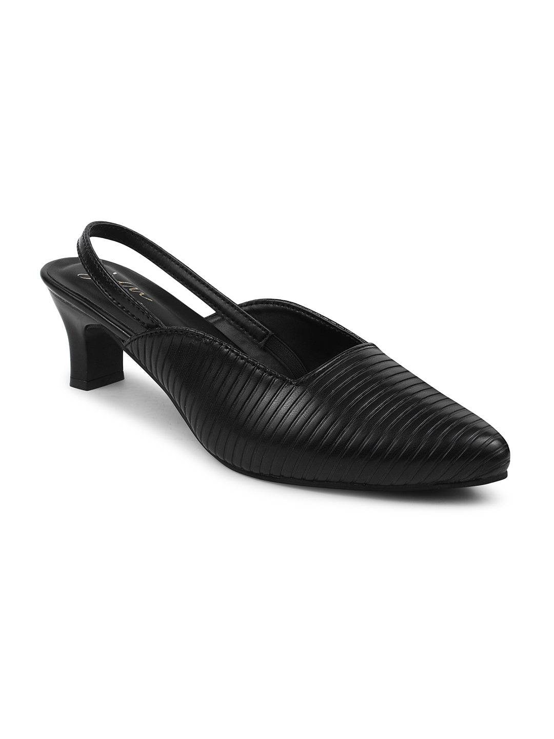 JM LOOKS | Striped Slim Slingback Heel Mules for Women & Girls Black