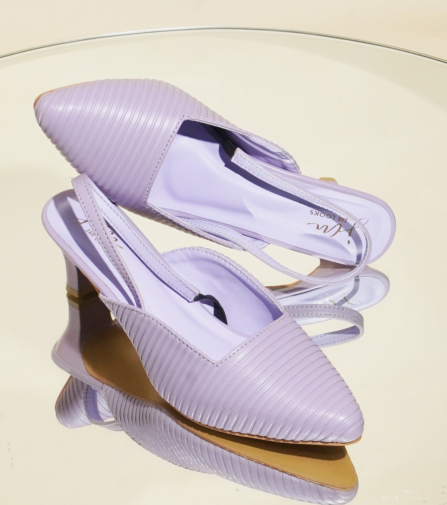 JM LOOKS | Striped Slim Slingback Heel Mules for Women & Girls Purple