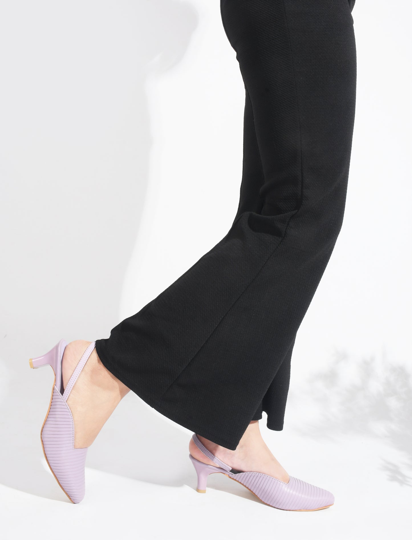 JM LOOKS | Striped Slim Slingback Heel Mules for Women & Girls Purple