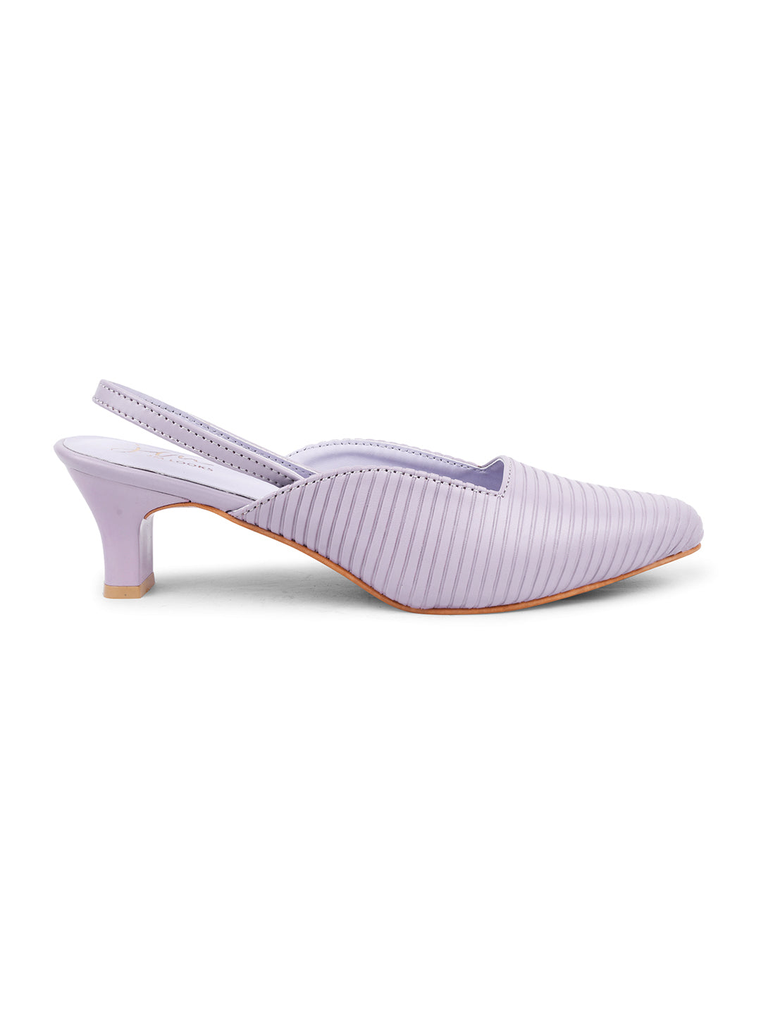 JM LOOKS | Striped Slim Slingback Heel Mules for Women & Girls Purple