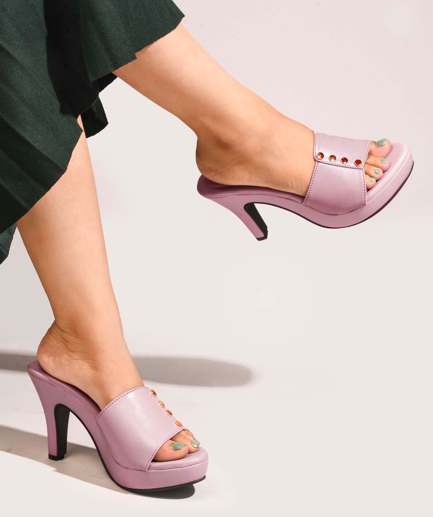 Jm Looks Women's Studded Platform Mules Rose