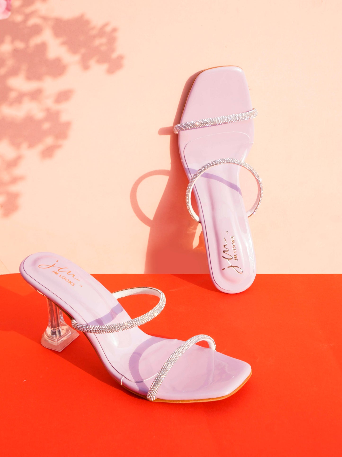 Embellished Slip-On Kitten Heeled Sandals for Women & Girls Lavender