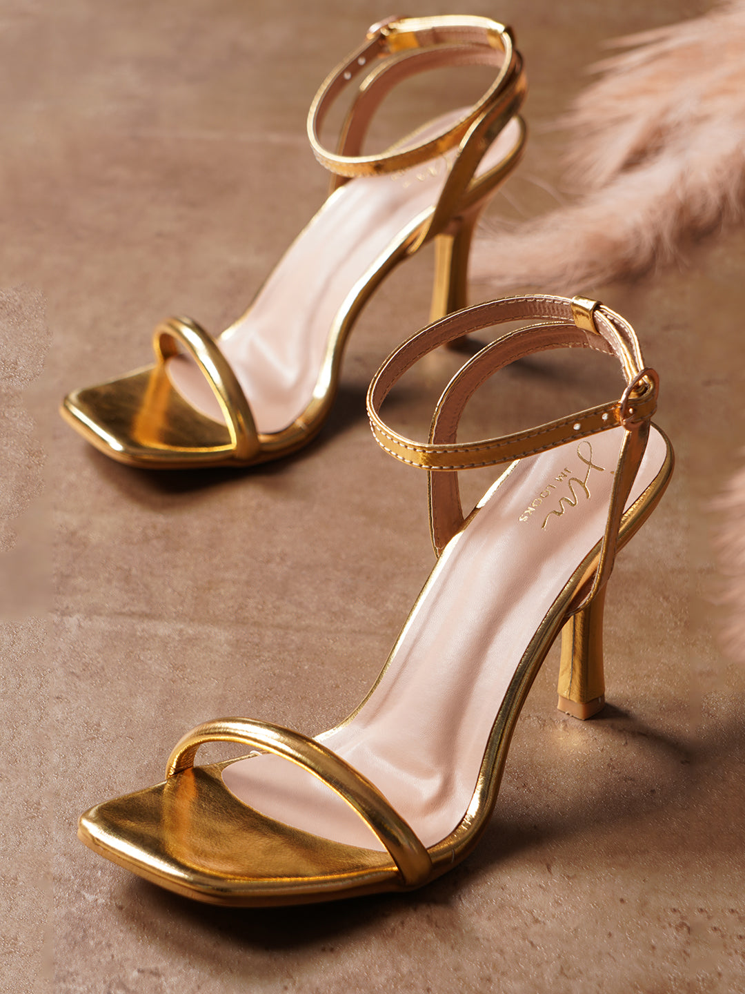 Open-Toe Stilettos with Buckle Closure for Women & Girls at JM LOOKS Golden