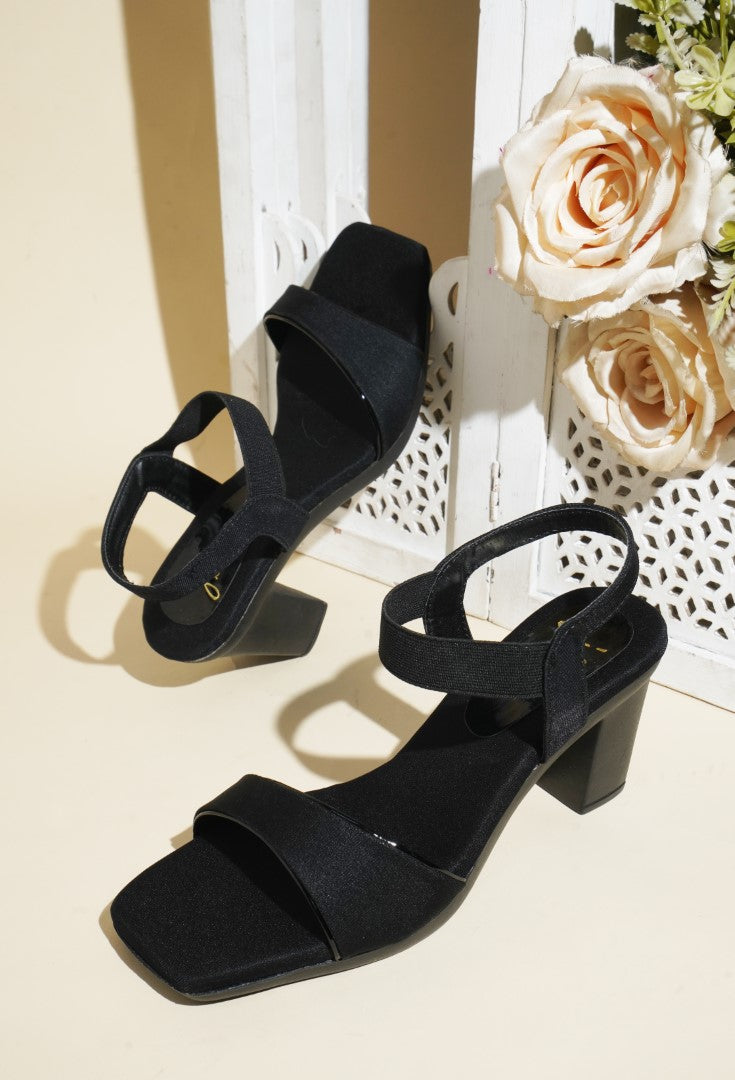 JM LOOKS Low Block Chunky Heels Sandals - Trendy & Comfortable Black