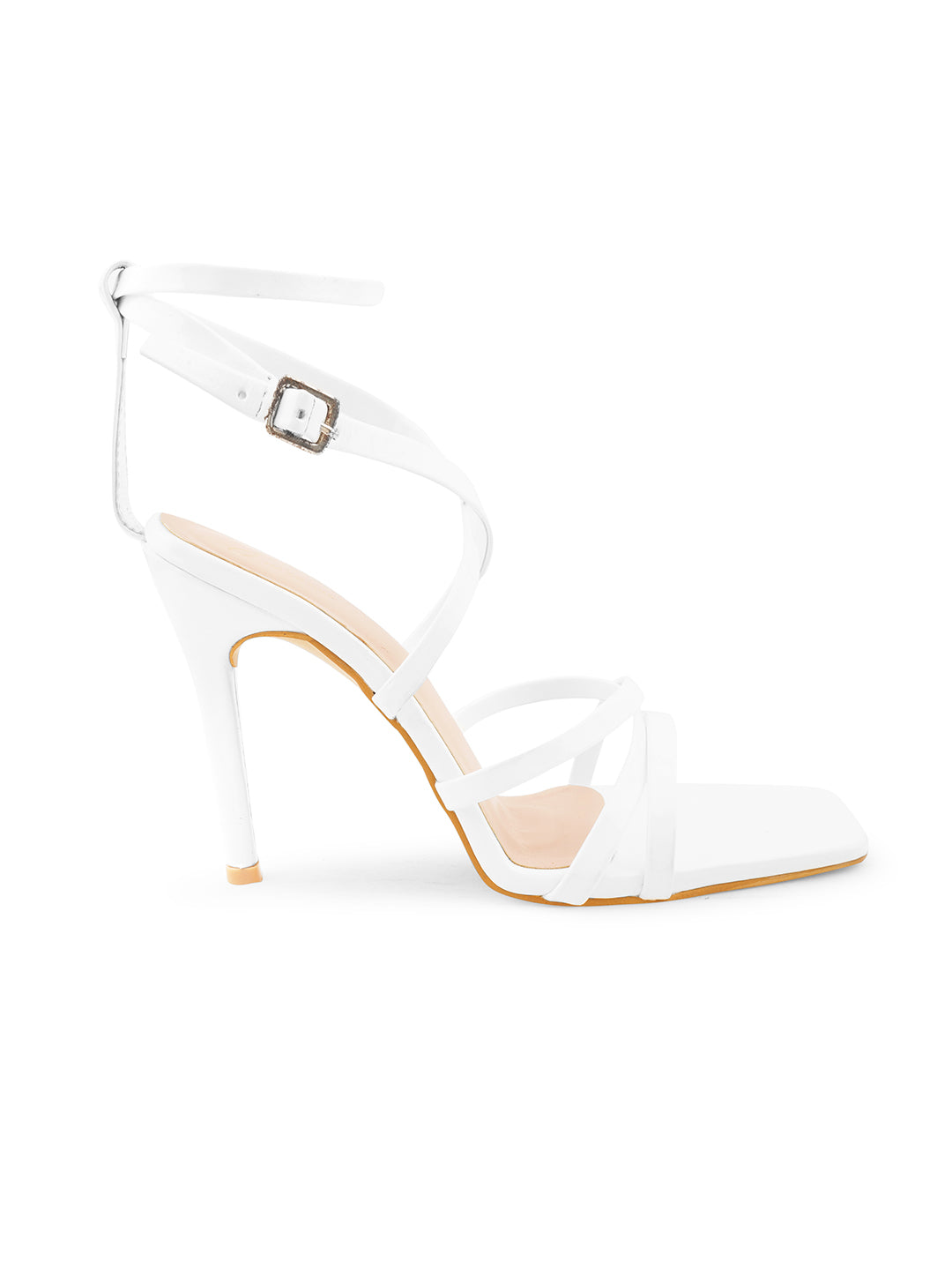 Criss-Cross Stiletto Heeled Sandals for Women and Girls at JM LOOKS White