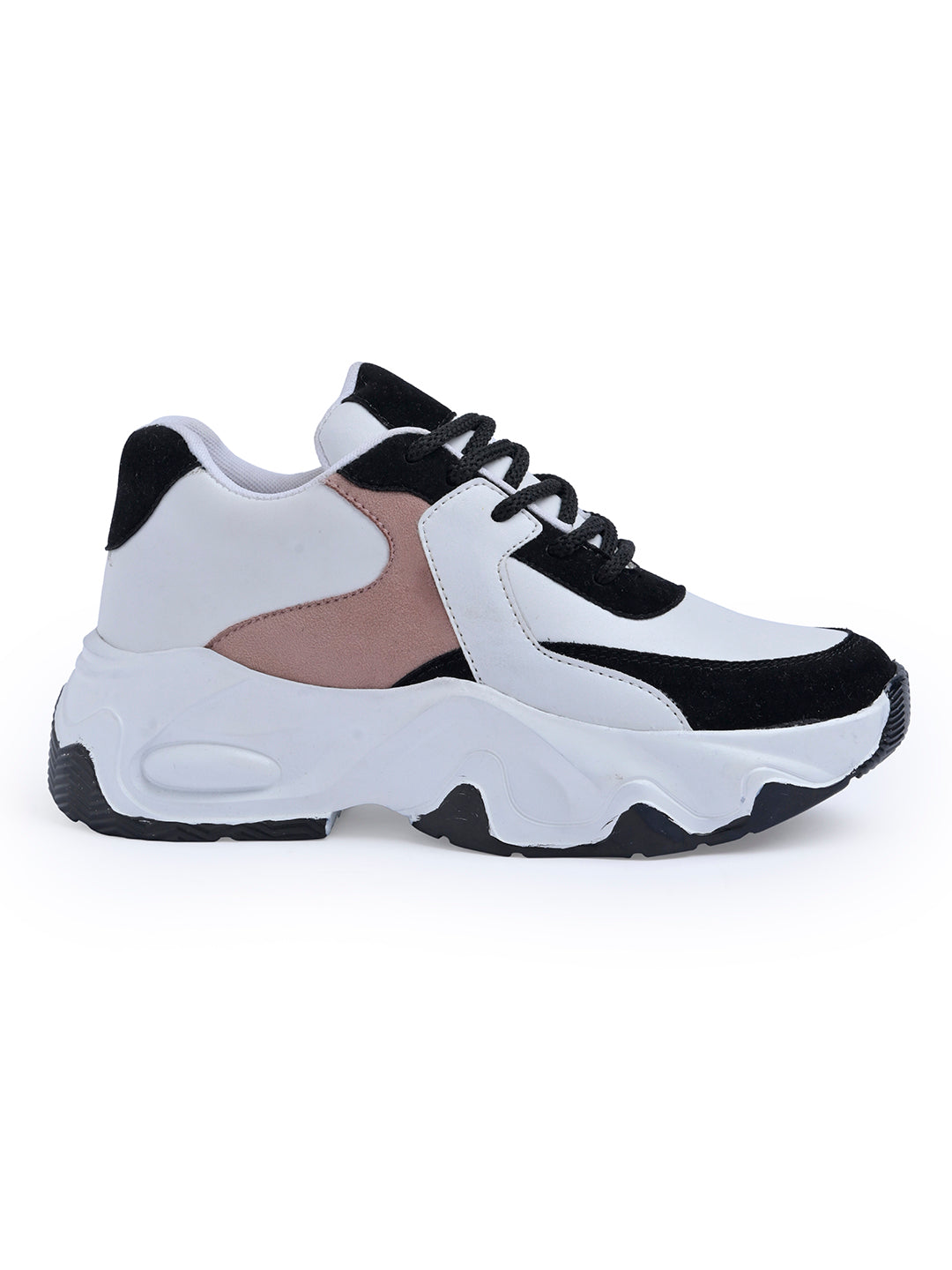 Jm Looks sporty wavy sole sneakers with contrasting panels
Black