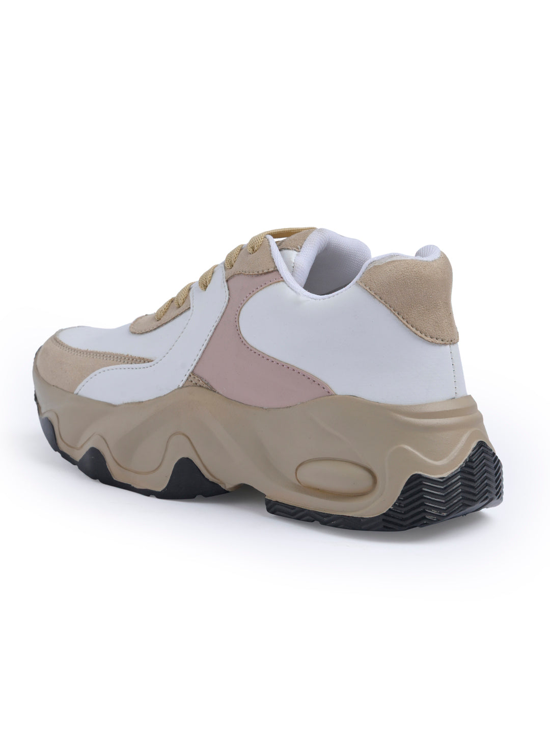 Jm Looks sporty wavy sole sneakers with contrasting panels
Beige