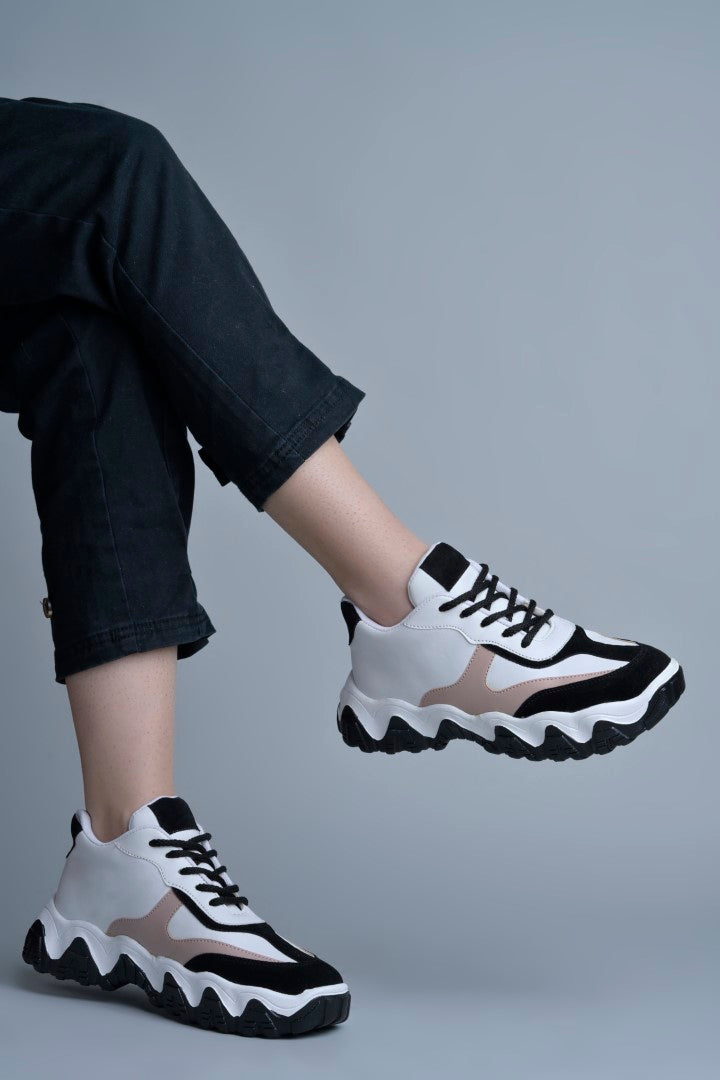 Jm Looks stylish wavy sole sneakers with dynamic paneling
Black