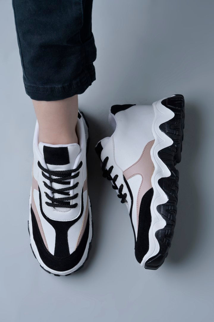 Jm Looks Stylish Wavy Sole Sneakers for Women & Girls Black