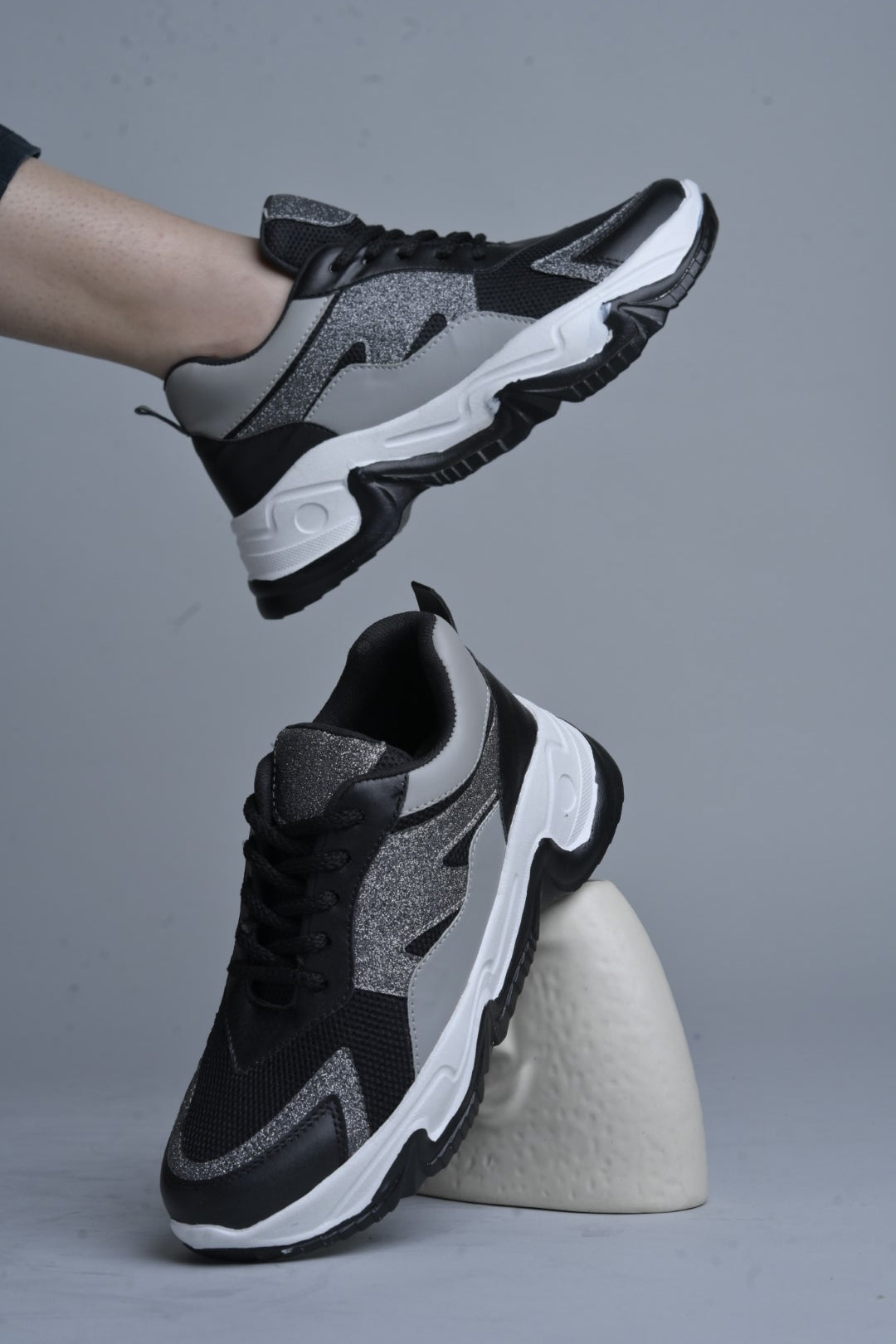 Jm Looks glitter panel chunky sole sneakers
Black